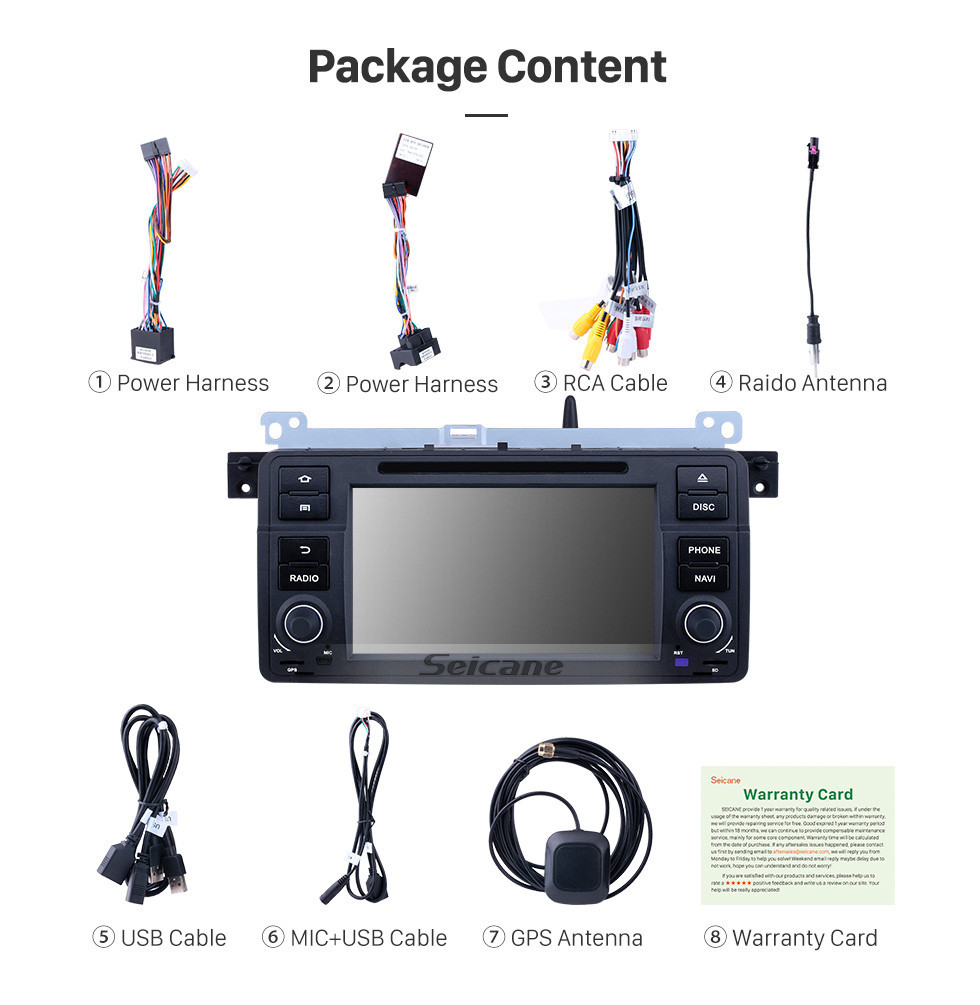 Seicane 7 inch Android 10.0 GPS Navigation Radio for 1998-2006 BMW 3 Series E46 M3 with HD Touchscreen Carplay Bluetooth WIFI USB support OBD2 SWC Steering Wheel Control Seicane 7 inch Android 10.0 GPS Navigation Radio for 1998-2006 BMW 3 Series E46 M3 with HD Touchscreen Carplay Bluetooth WIFI USB support OBD2 SWC Steering Wheel Control