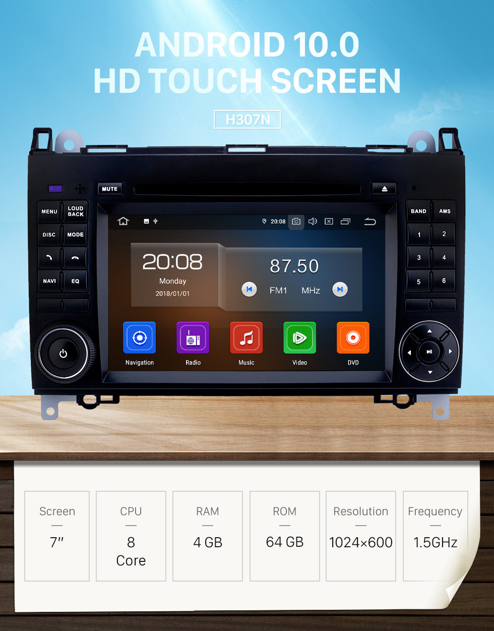 Seicane 7-дюймовый Android 10.0 GPS навигационное радио для 2006-2012 Mercedes Benz Viano Vito Bluetooth HD с сенсорным экраном Carplay USB AUX с поддержкой DVR 1080P Видео Seicane 7-дюймовый Android 10.0 GPS навигационное радио для 2006-2012 Mercedes Benz Viano Vito Bluetooth HD с сенсорным экраном Carplay USB AUX с поддержкой DVR 1080P Видео