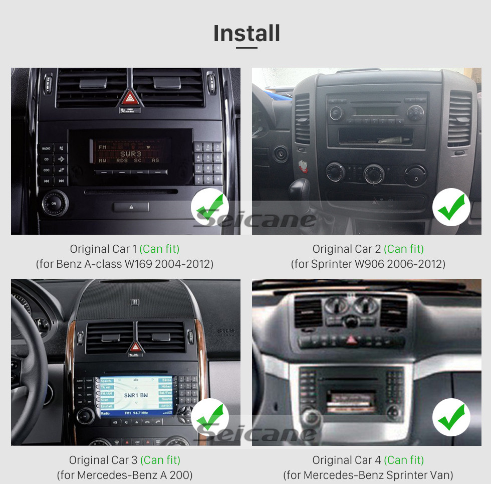 Seicane Radio de navegación GPS Android 10.0 de 7 pulgadas para 2006-2012 Mercedes Benz Viano Vito Bluetooth HD Pantalla táctil Carplay USB AUX soporte DVR 1080P Video