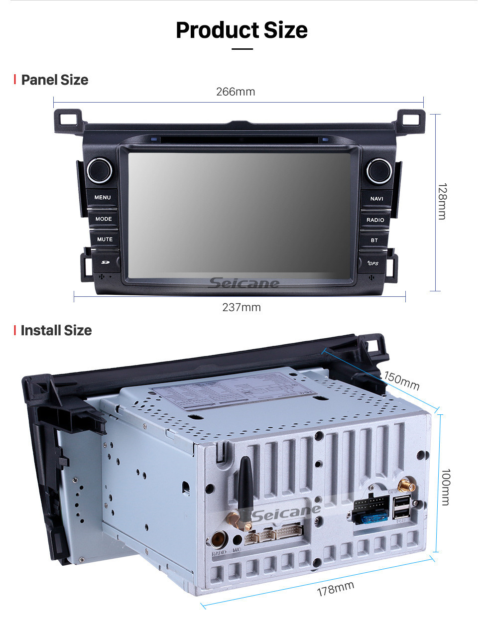 Seicane 8 Zoll Android 10.0 GPS Navigationsradio für 2013-2016 Toyota RAV4 mit Carplay Bluetooth WIFI USB Unterstützung Mirror Link