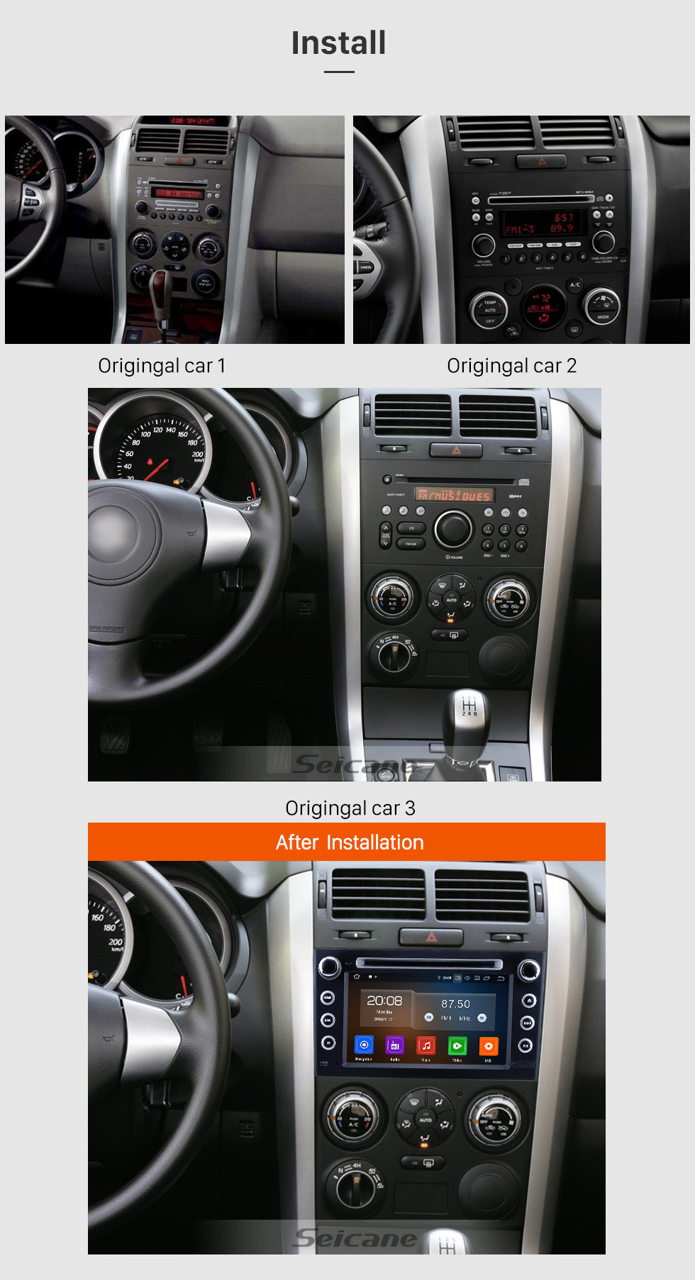 Seicane 7 pouces Android 10.0 Radio de navigation GPS pour 2006-2010 Suzuki Grand Vitara avec écran tactile HD Carplay Bluetooth support 1080P DVR