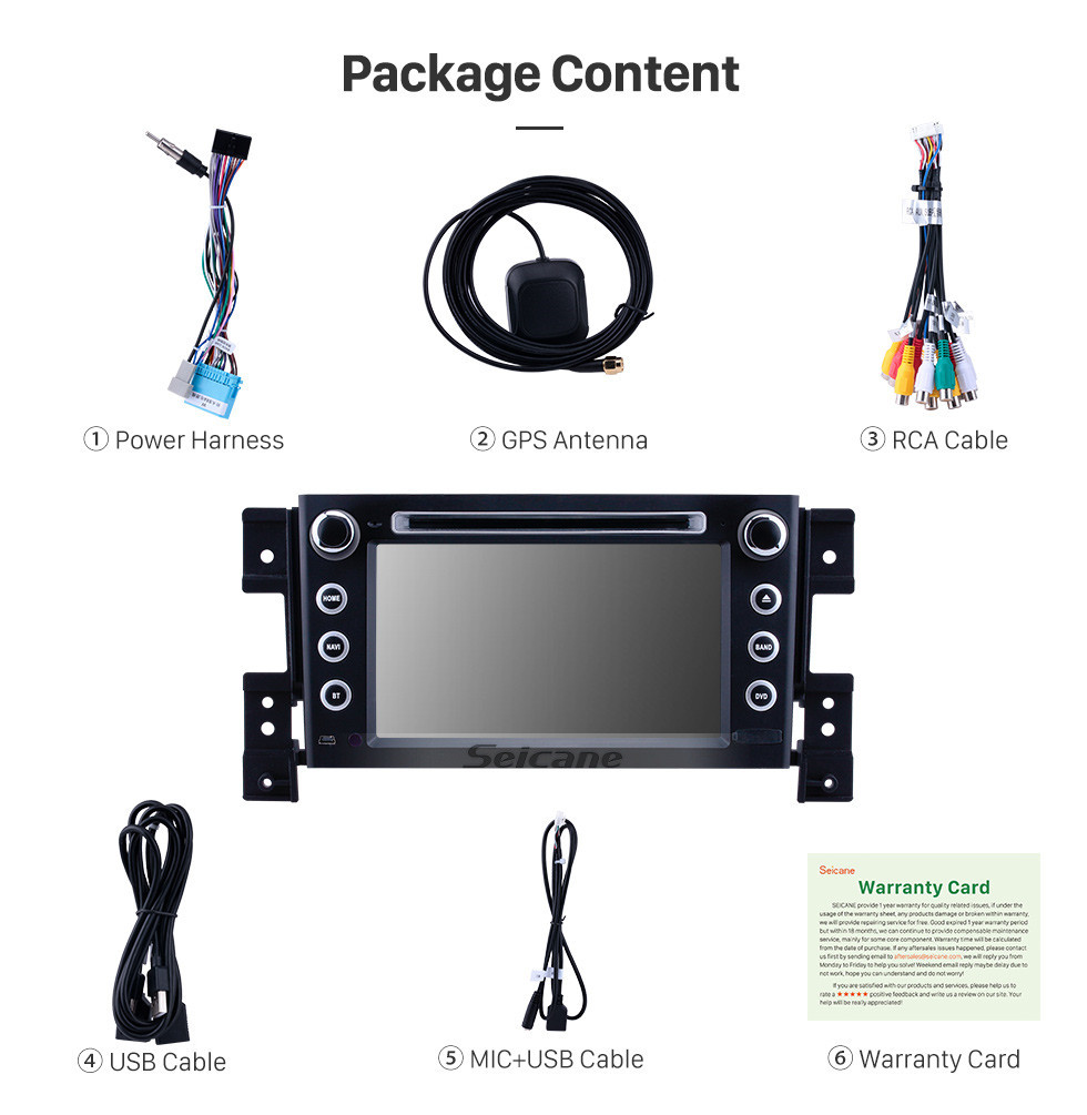 Seicane Radio de navegación GPS Android 10.0 de 7 pulgadas para 2006-2010 Suzuki Grand Vitara con pantalla táctil HD Carplay Soporte Bluetooth Bluetooth 1080P DVR