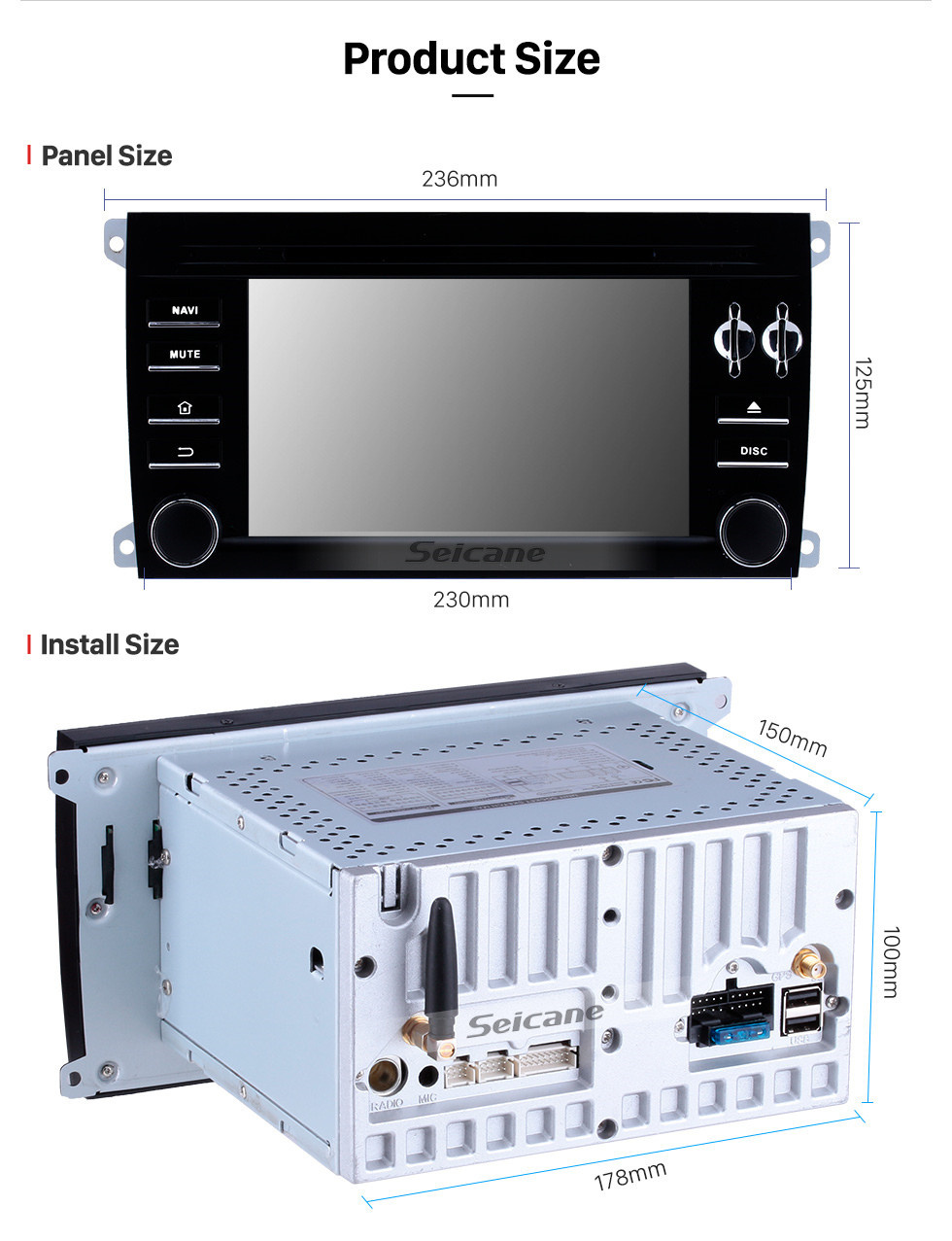 Seicane 7 Zoll Android 10.0 HD Touchscreen 2003-2011 Porsche Cayenne GPS Navigationsradio mit WiFi Bluetooth Carplay Mirror Link Unterstützung OBD2 Backup Kamera DVR 1080P