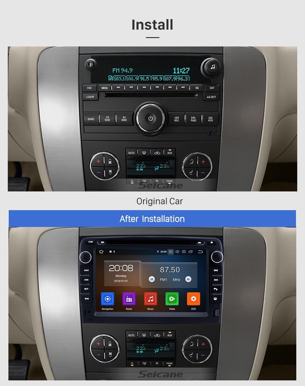 Seicane 7 Zoll Für 2007 2008 2009-2012 Allgemeines GMC Yukon / Chevy Chevrolet Tahoe / Buick Enklave / Hummer H2 Radio Android 10.0 GPS Navigationssystem Bluetooth HD Touchscreen Carplay Unterstützung DAB + Seicane 7 Zoll Für 2007 2008 2009-2012 Allgemeines GMC Yukon / Chevy Chevrolet Tahoe / Buick Enklave / Hummer H2 Radio Android 10.0 GPS Navigationssystem Bluetooth HD Touchscreen Carplay Unterstützung DAB +