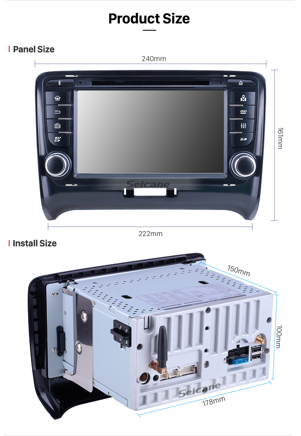 Seicane OEM 7 inch Android 10.0 for 2011 Audi TT Radio Bluetooth HD Touchscreen GPS Navigation System Carplay support DVR 1080P Video Seicane OEM 7 inch Android 10.0 for 2011 Audi TT Radio Bluetooth HD Touchscreen GPS Navigation System Carplay support DVR 1080P Video