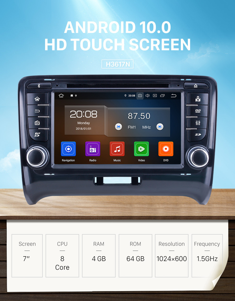 Seicane OEM 7 inch Android 10.0 for 2011 Audi TT Radio Bluetooth HD Touchscreen GPS Navigation System Carplay support DVR 1080P Video Seicane OEM 7 inch Android 10.0 for 2011 Audi TT Radio Bluetooth HD Touchscreen GPS Navigation System Carplay support DVR 1080P Video
