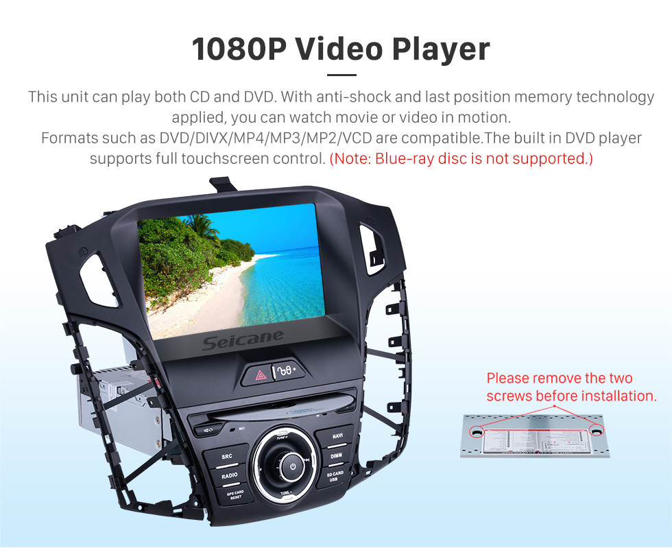 Seicane pour 2011 2012 2013 Ford focus 1024 * 600 Écran tactile Android 10.0 Radio DVD Système de navigation GPS avec lien miroir Bluetooth OBD2 DVR Caméra de recul 1080P 3G 4G WIFI Contrôle au volant Caméra de recul