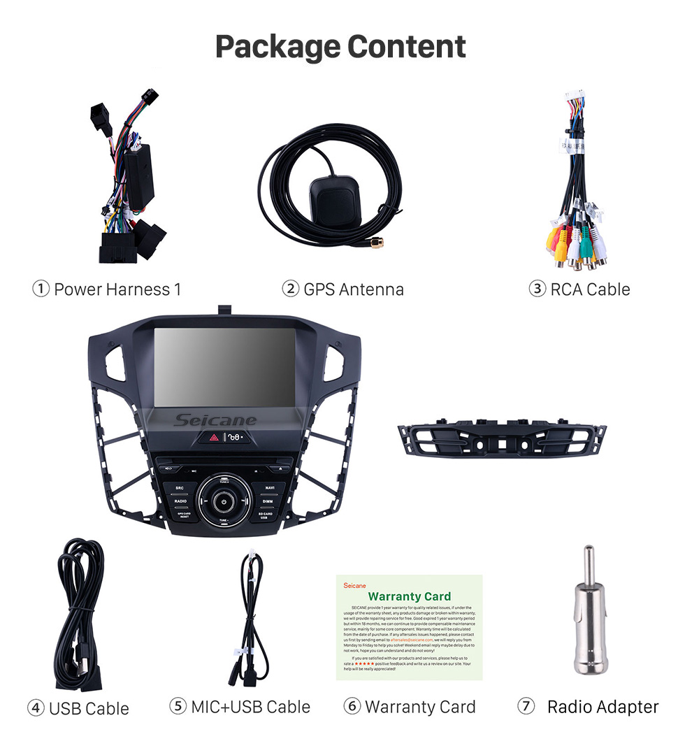 Seicane para 2011 2012 2013 Ford focus 1024 * 600 Touchscreen Android 10.0 Rádio DVD Sistema de navegação GPS com link de espelho Bluetooth OBD2 DVR Câmera retrovisora 1080P 3G 4G WIFI Controle do volante Câmera retrovisor