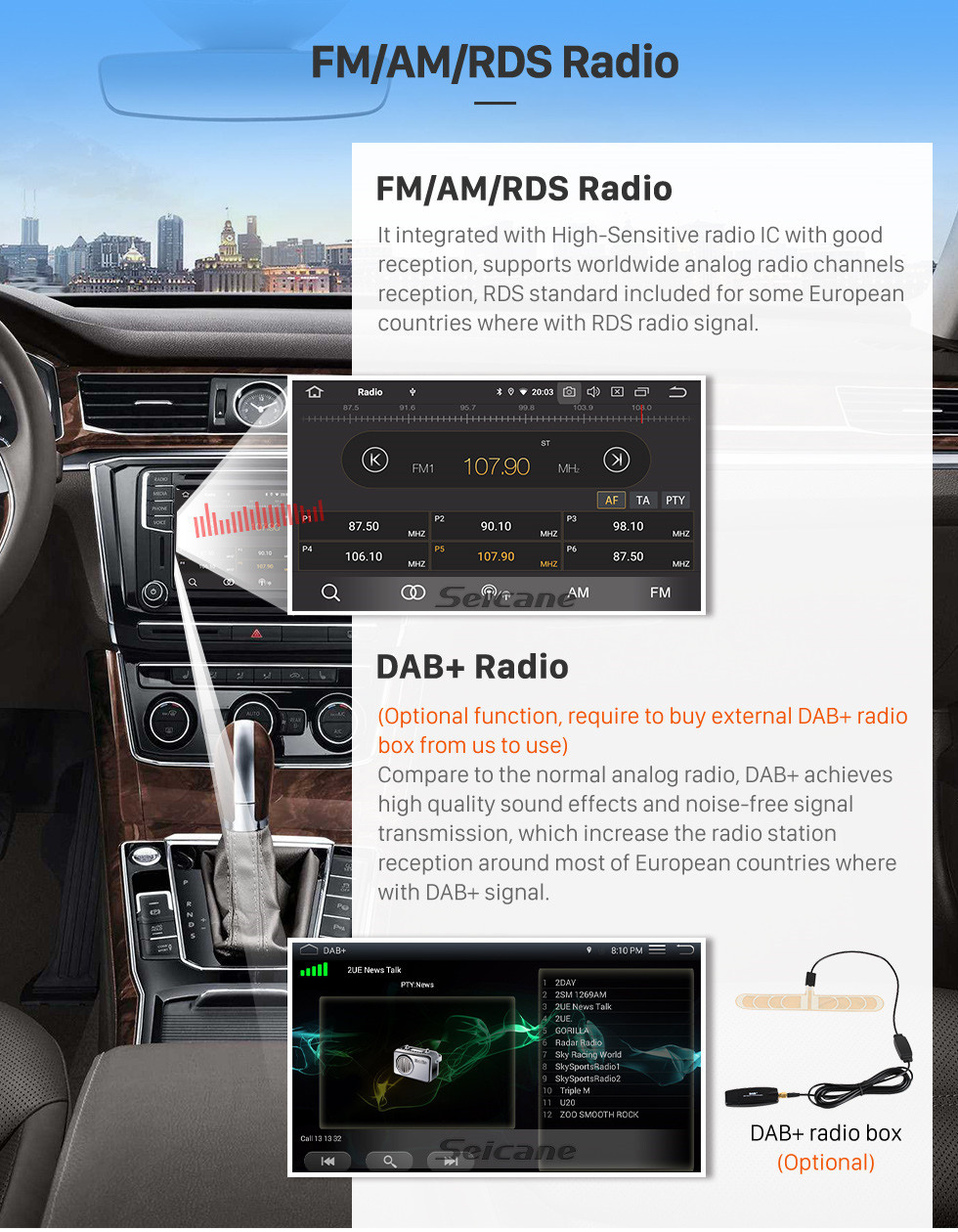 Seicane Radio del sistema de navegación GPS Android 10.0 de 9 pulgadas para Ford Focus 2011 2012 2013 con pantalla táctil HD Carplay compatible con Bluetooth 1080P DVR