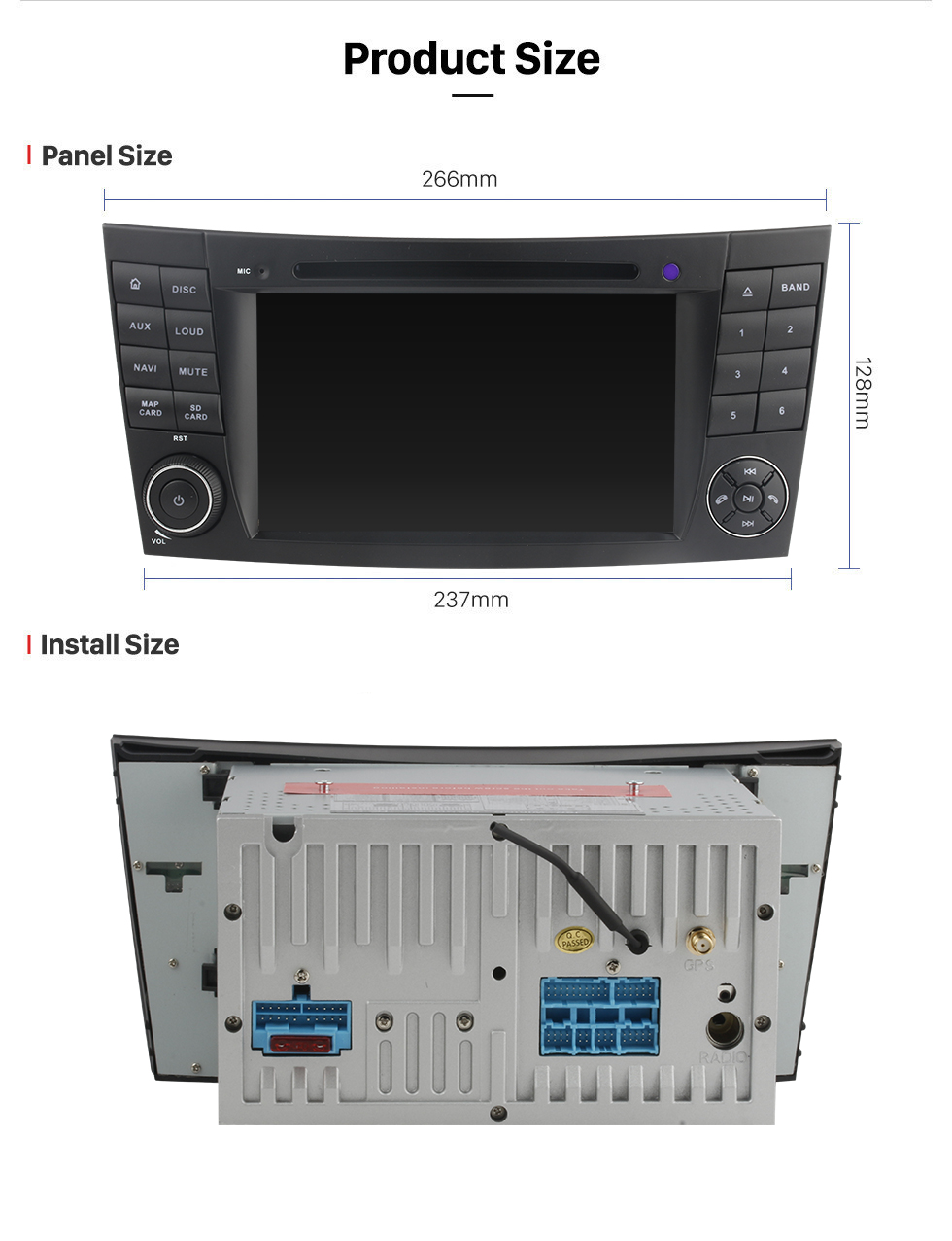 Seicane 7 pouces Android 11.0 Radio de navigation GPS 2002-2008 Mercedes Benz W211 Bluetooth HD Écran tactile AUX WIFI Carplay support Caméra de recul