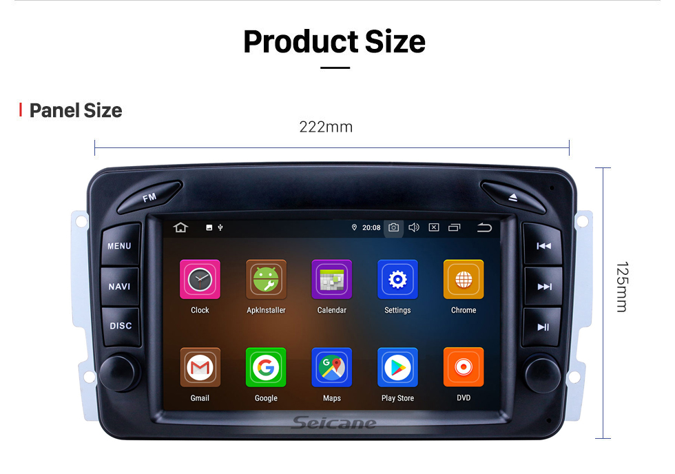 Seicane 7 inch Android 12.0 GPS Navigation Radio for 1998-2006 Mercedes Benz CLK-Class W209/G-Class W463 with HD Touchscreen Carplay Bluetooth support DAB+ DVR