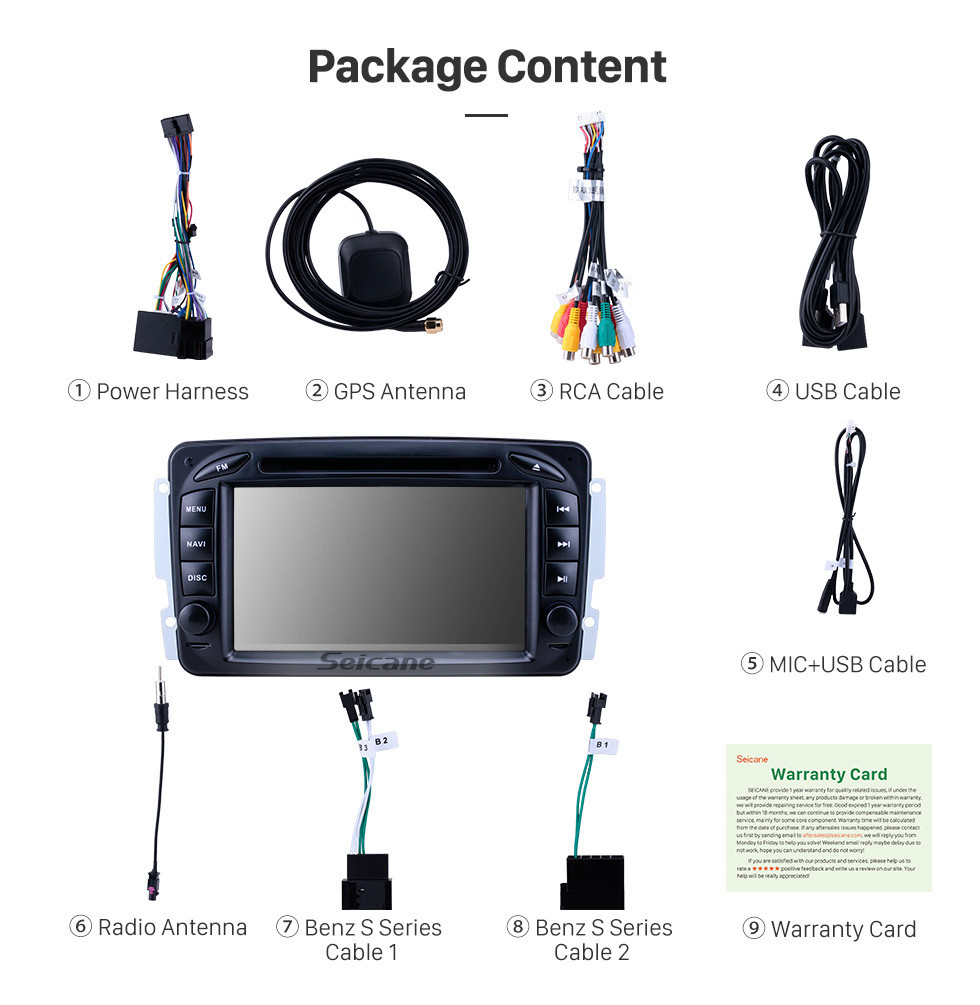 Seicane 7 inch Android 12.0 GPS Navigation Radio for 1998-2006 Mercedes Benz CLK-Class W209/G-Class W463 with HD Touchscreen Carplay Bluetooth support DAB+ DVR Seicane 7 inch Android 12.0 GPS Navigation Radio for 1998-2006 Mercedes Benz CLK-Class W209/G-Class W463 with HD Touchscreen Carplay Bluetooth support DAB+ DVR
