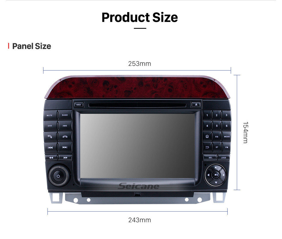 Seicane 7-дюймовый сенсорный экран Android 12.0 HD для Mercedes-Benz 1998-2005 гг. S класса W220 / S280 / S320 / S320 CDI / S400 CDI / S350 / S430 / S500 / S600 / S55 AMG / S63 AMG / S65 AMG с навигацией Bluetooth GPS Поддержка Carplay 1080P