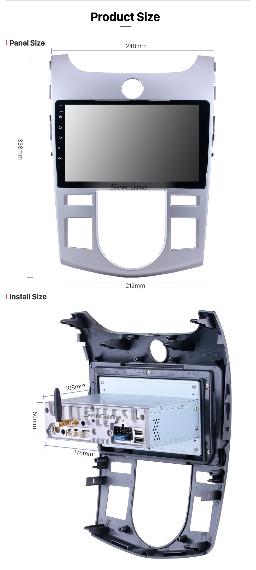 Seicane OEM Android 10.0 Radio GPS navigation system for 2008-2012 KIA FORTE/CERATO(AT) Bluetooth MP3 HD 1024*600 Touchscreen OBD2 DVR Rearview camera TV 3G WIFI Steering Wheel Control USB 1080P Video DVD Player Mirror link Seicane OEM Android 10.0 Radio GPS navigation system for 2008-2012 KIA FORTE/CERATO(AT) Bluetooth MP3 HD 1024*600 Touchscreen OBD2 DVR Rearview camera TV 3G WIFI Steering Wheel Control USB 1080P Video DVD Player Mirror link