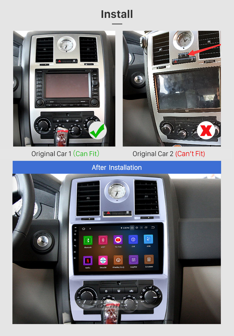 Seicane 9 inch Android 10.0 GPS Navigation System Auto Radio For 2004 2005 2006 2007 2008 Chrysler Aspen 300C support 1080P 1024*600 HD Touch Screen Bluetooth OBDII DVR Backup Rearview Camera TV 3G WIFI USB Mirror link Seicane 9 inch Android 10.0 GPS Navigation System Auto Radio For 2004 2005 2006 2007 2008 Chrysler Aspen 300C support 1080P 1024*600 HD Touch Screen Bluetooth OBDII DVR Backup Rearview Camera TV 3G WIFI USB Mirror link