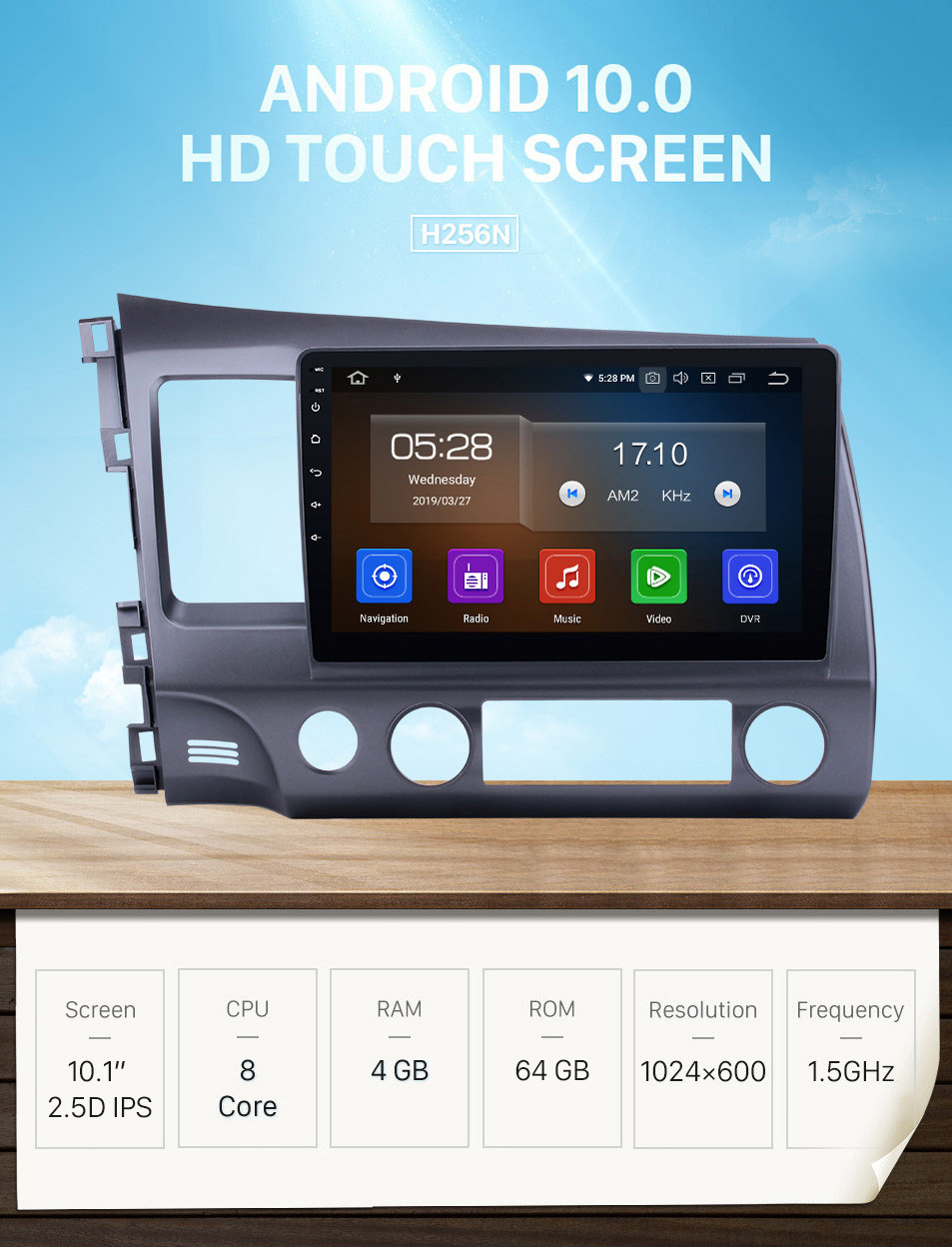 10.1'' Touch Screen 1+16 GB MP5 Radio HeadUnit GPS For 2006-2011 Honda Civic