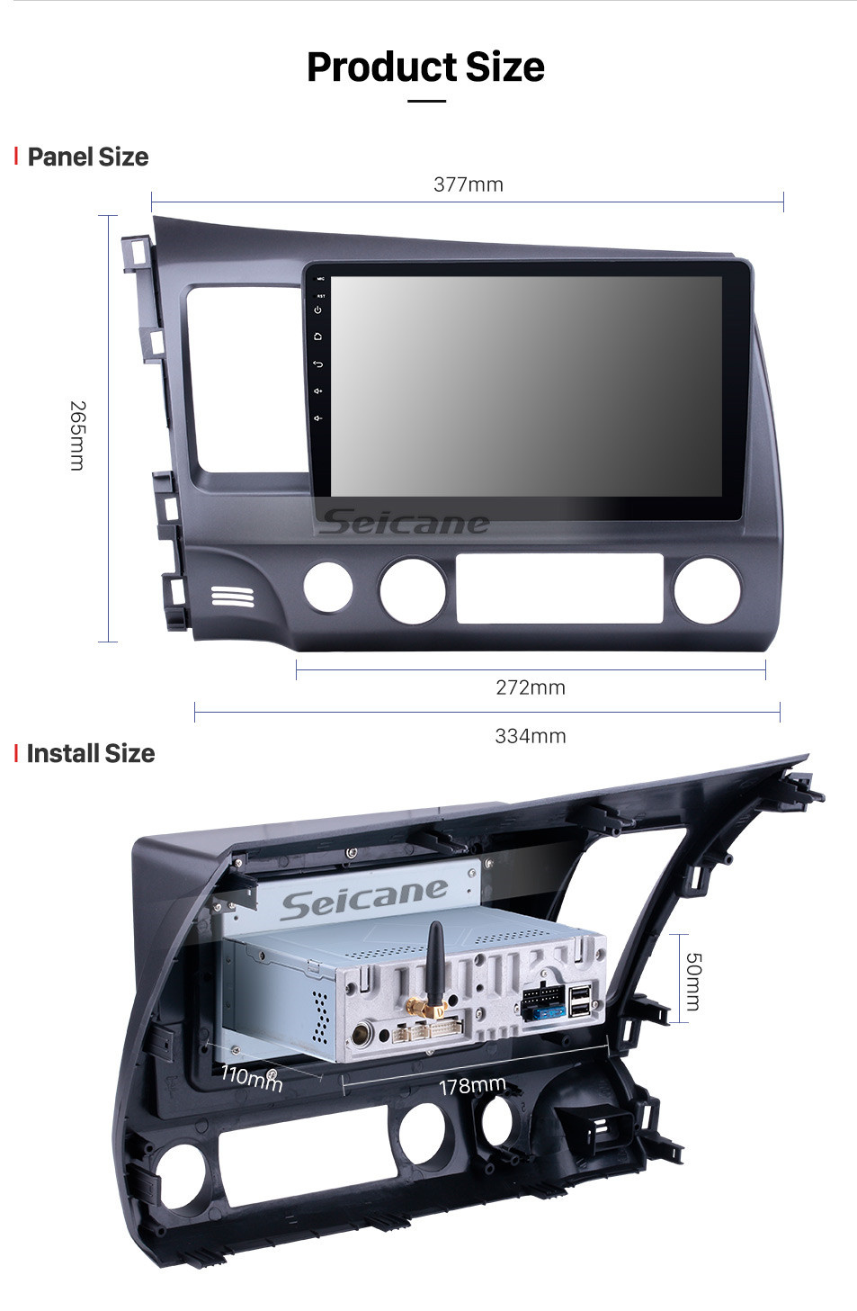 Seicane 10,1 дюйма 1024 * 600 с сенсорным экраном Android 10.0 2006-2011 Honda Civic Radio GPS навигационная система с Bluetooth 4G WIFI Управление на руле Цифровое телевидение Зеркальная связь OBD2 DVR Резервная камера TPMS