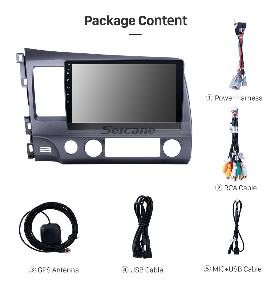 Seicane 10.1 pulgadas 1024 * 600 Pantalla táctil Android 10.0 2006-2011 Sistema de navegación GPS de Honda civic Radio con Bluetooth 4G WIFI Control del volante TV digital Vínculo espejo OBD2 DVR Cámara de respaldo TPMS