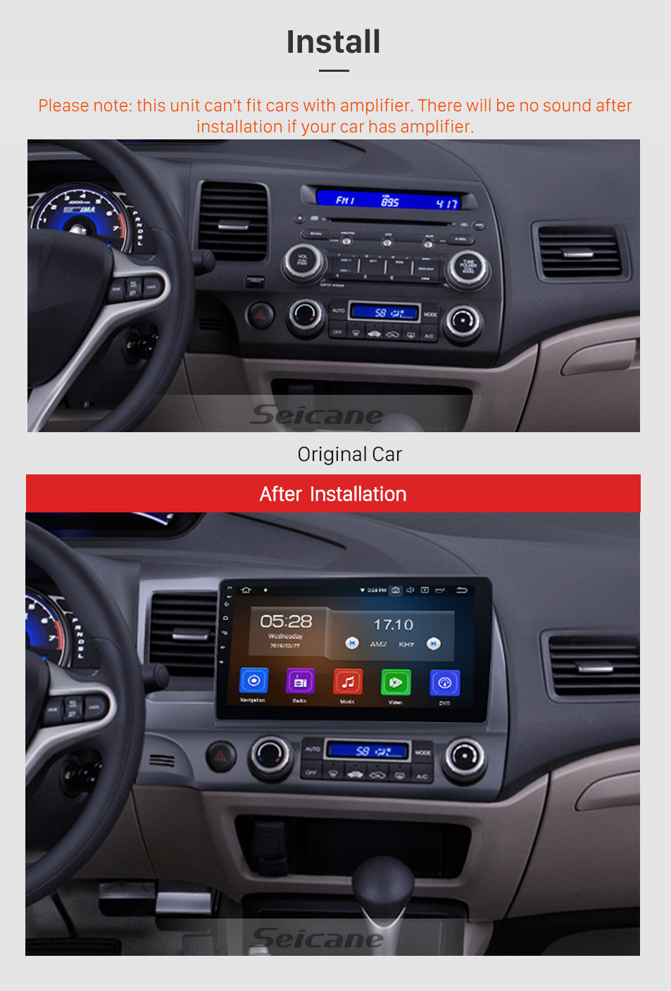 Seicane 10.1 inch Android 10.0 2006-2011 HONDA CIVIC left driving HD Touchscreen Radio GPS Navigation system DVD Player Bluetooth USB Mirror Link OBDII WIFI Seicane 10.1 inch Android 10.0 2006-2011 HONDA CIVIC left driving HD Touchscreen Radio GPS Navigation system DVD Player Bluetooth USB Mirror Link OBDII WIFI