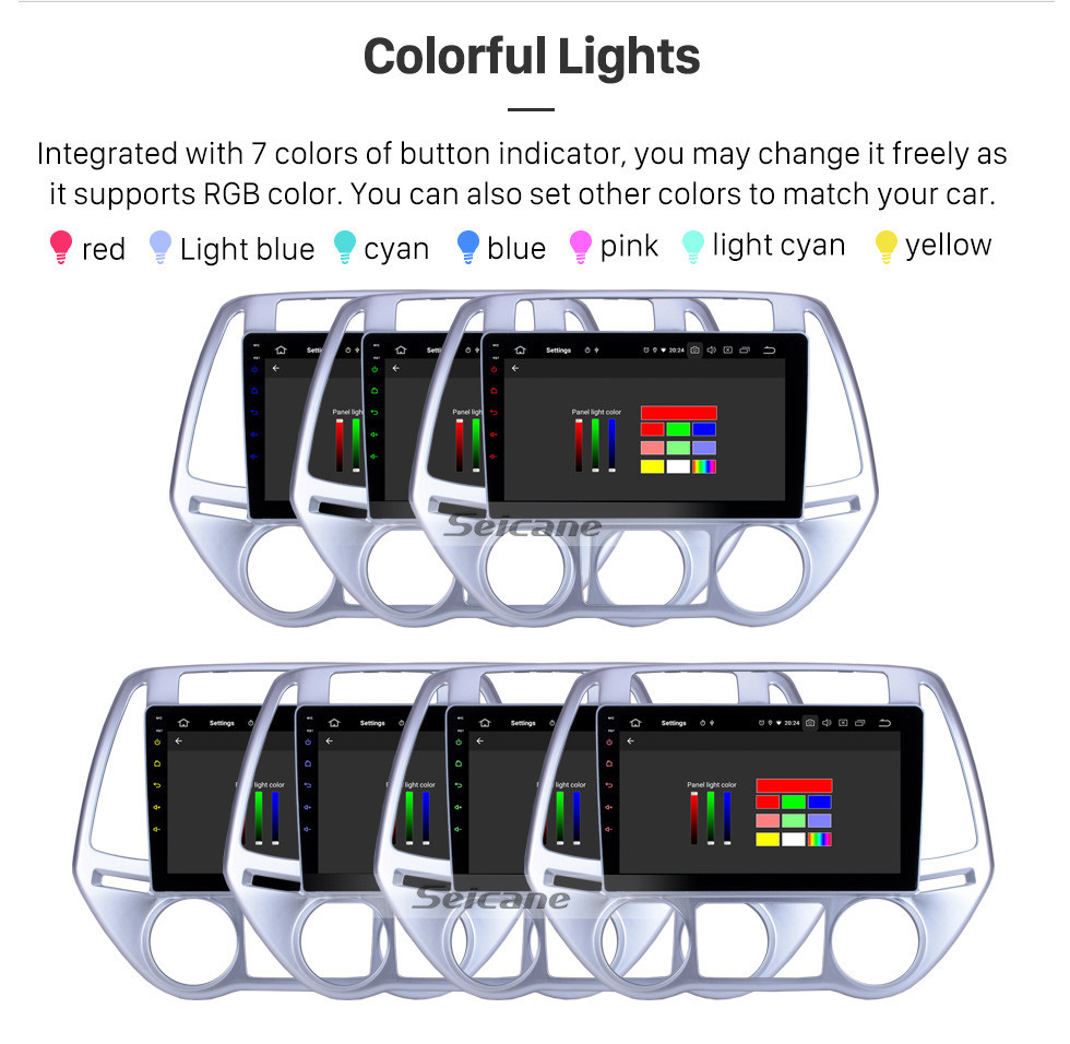 Seicane OEM 9 inch Android 10.0 for 2012 2013 2014 Hyundai i20 Auto A/C Radio Bluetooth HD Touchscreen GPS Navigation System Carplay support TPMS