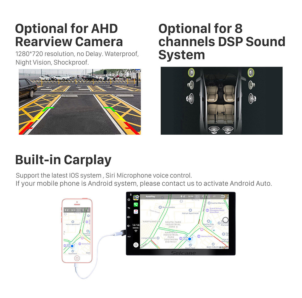 Seicane 9 pouces Android 10.0 pour TOYOTA COASTER 2013-2015 Radio système de navigation GPS avec écran tactile HD Bluetooth Carplay support OBD2