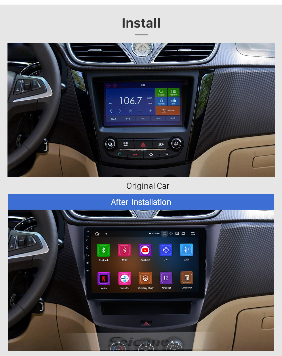 Seicane Android 10.0 de 9 pulgadas para TOYOTA COASTER 2013-2015 Radio Sistema de navegación GPS con pantalla táctil HD Bluetooth Carplay compatible con OBD2