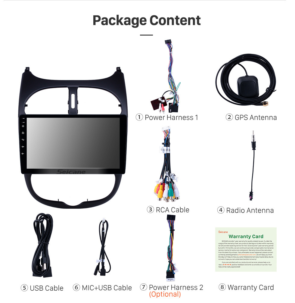 Seicane 2000-2016 Peugeot 206 Android 10.0 9 inch GPS Navigation Radio Bluetooth HD Touchscreen WIFI USB Carplay support Backup camera Seicane 2000-2016 Peugeot 206 Android 10.0 9 inch GPS Navigation Radio Bluetooth HD Touchscreen WIFI USB Carplay support Backup camera