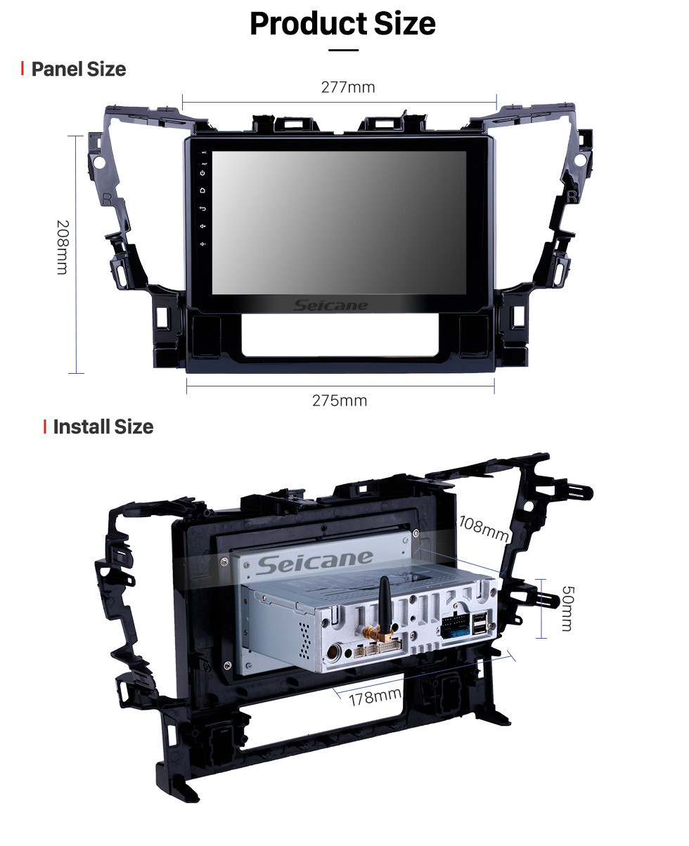 Seicane 10.1 inch Android 10.0 Radio for 2015 2016 Toyota Alphard Bluetooth Wifi HD Touchscreen GPS Navigation Carplay USB support DVR OBD2 Rearview camera