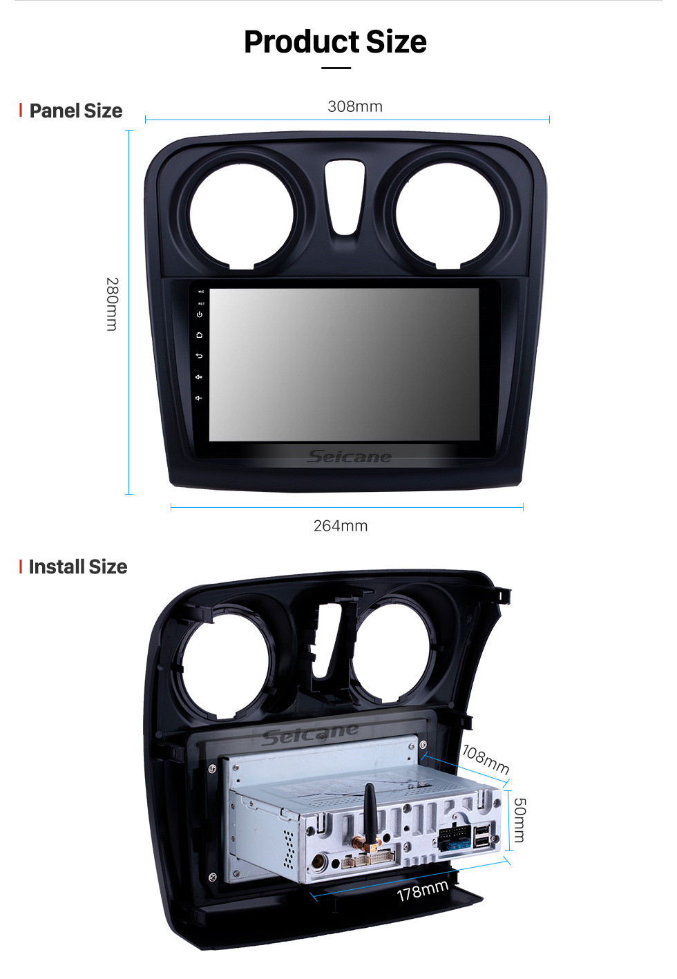 Seicane OEM 9 inch Android 10.0 Radio for 2012-2017 Renault Dacia Sandero Bluetooth HD Touchscreen GPS Navigation Carplay support Rear camera