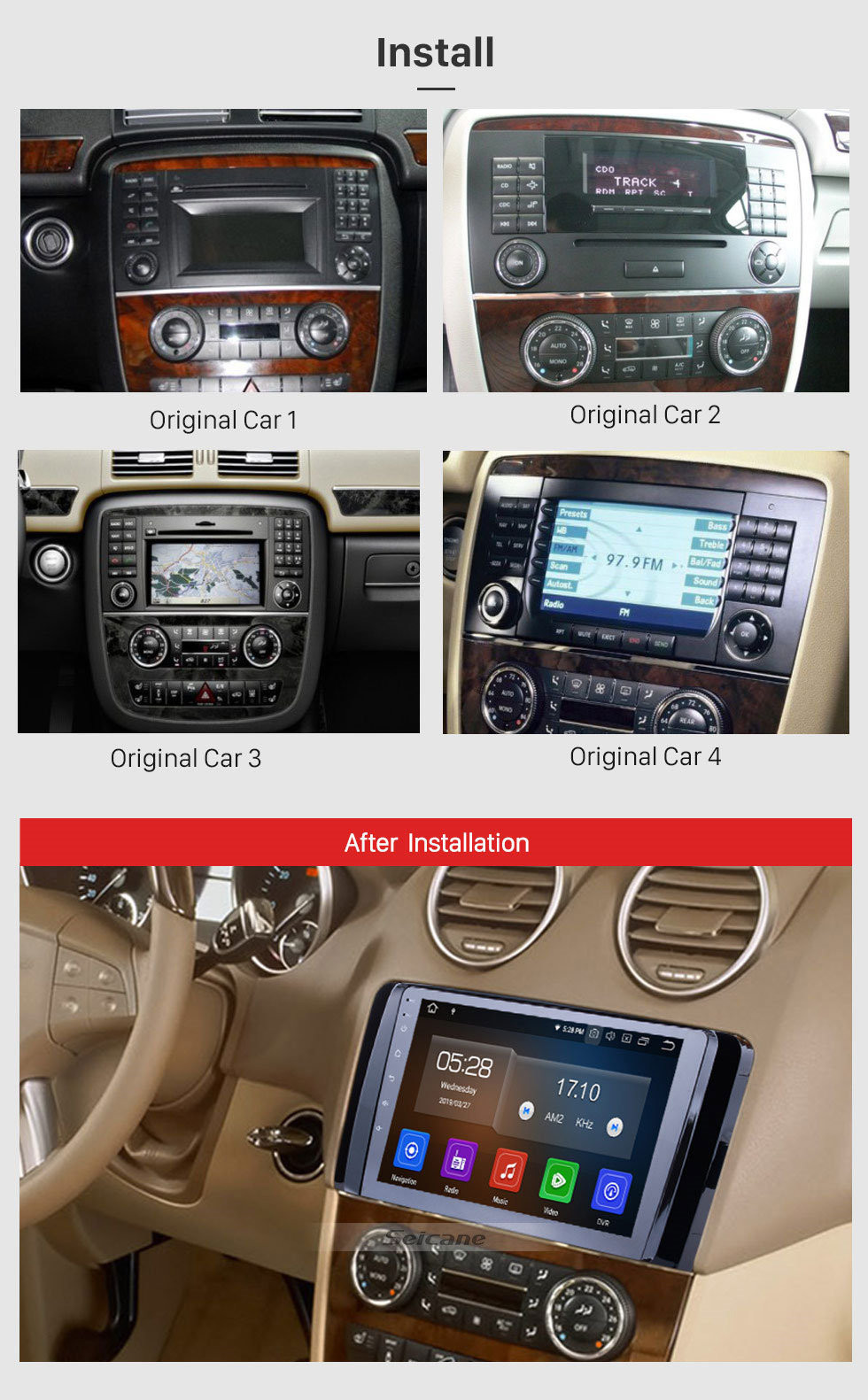 Seicane 9 Inch OEM Android 10.0 Radio Capacitive Touch Screen For 2006-2013 Mercedes Benz R Class W251 R280 R300 R320 R350 R63 Support 3G WiFi Bluetooth GPS Navigation system TPMS DVR OBD II AUX Headrest Monitor Control Video Rear camera USB SD Seicane 9 Inch OEM Android 10.0 Radio Capacitive Touch Screen For 2006-2013 Mercedes Benz R Class W251 R280 R300 R320 R350 R63 Support 3G WiFi Bluetooth GPS Navigation system TPMS DVR OBD II AUX Headrest Monitor Control Video Rear camera USB SD