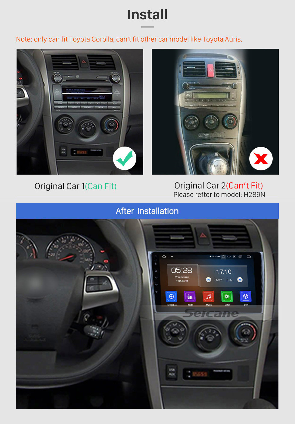 Seicane 9 inch Android 10.0 GPS navigation system for 2006-2011 Toyota COROLLA with Bluetooth Radio HD 1024*600 touch screen OBD2 DVR TV 1080P Video 3G WIFI Steering Wheel Control USB SD backup camera Quad-core CPU Mirror link Seicane 9 inch Android 10.0 GPS navigation system for 2006-2011 Toyota COROLLA with Bluetooth Radio HD 1024*600 touch screen OBD2 DVR TV 1080P Video 3G WIFI Steering Wheel Control USB SD backup camera Quad-core CPU Mirror link