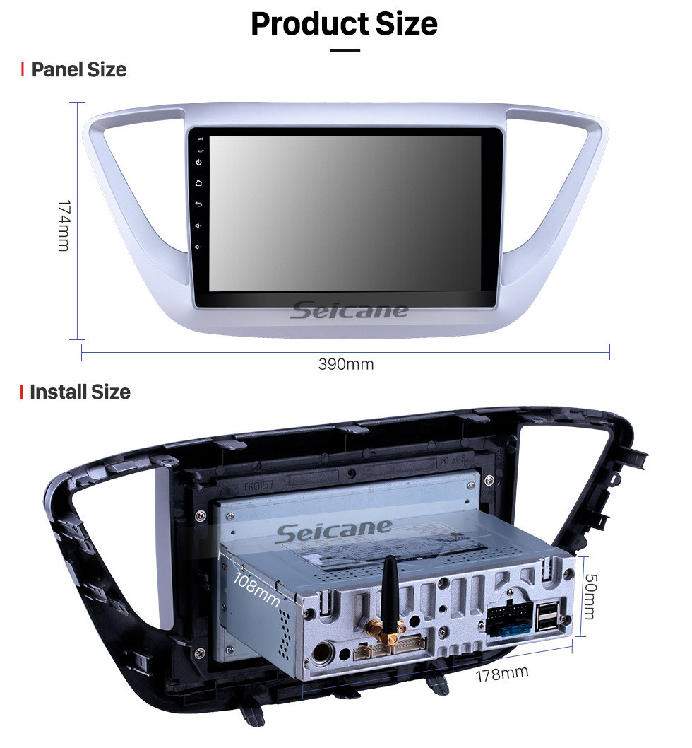 Seicane HD Touchscreen 2016 Hyundai Verna Android 10.0 9 inch GPS Navigation Radio Bluetooth USB Carplay WIFI AUX support DAB+ OBD2 Steering Wheel Control