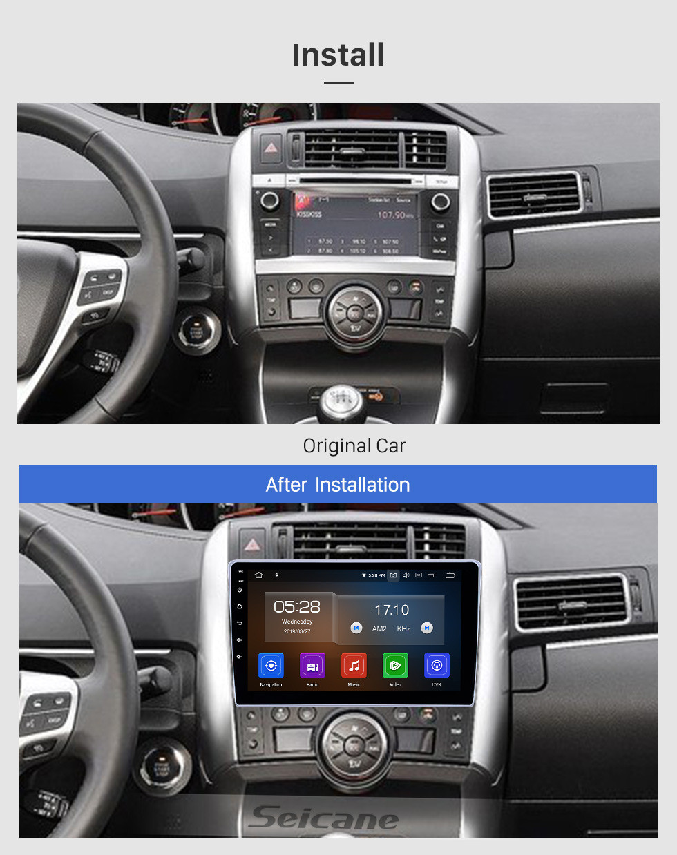 Seicane Android 10.0 9-дюймовый GPS-навигатор для 2011-2016 Toyota Verso с HD сенсорным экраном Carplay Bluetooth WIFI USB AUX с поддержкой Mirror Link OBD2 SWC