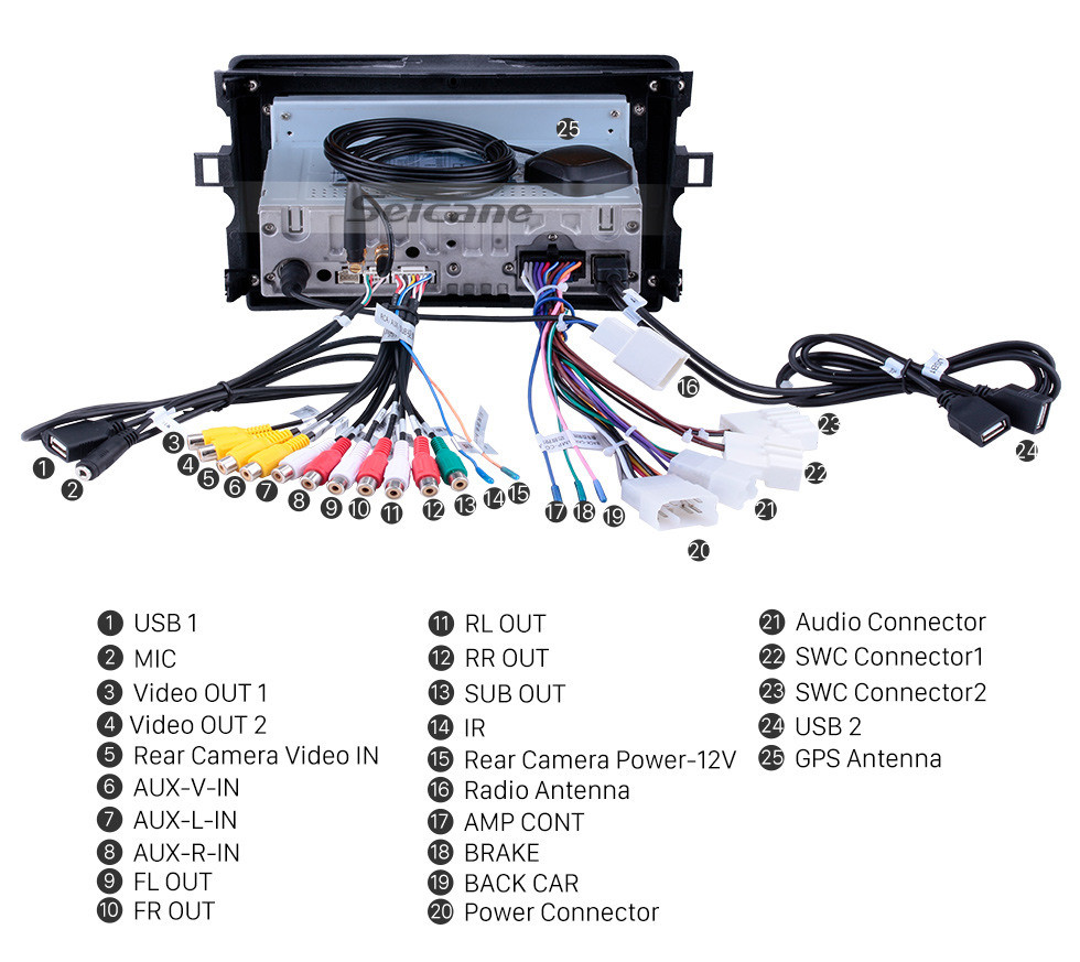 Seicane Android 10.0 9-дюймовый GPS-навигатор для 2011-2016 Toyota Verso с HD сенсорным экраном Carplay Bluetooth WIFI USB AUX с поддержкой Mirror Link OBD2 SWC