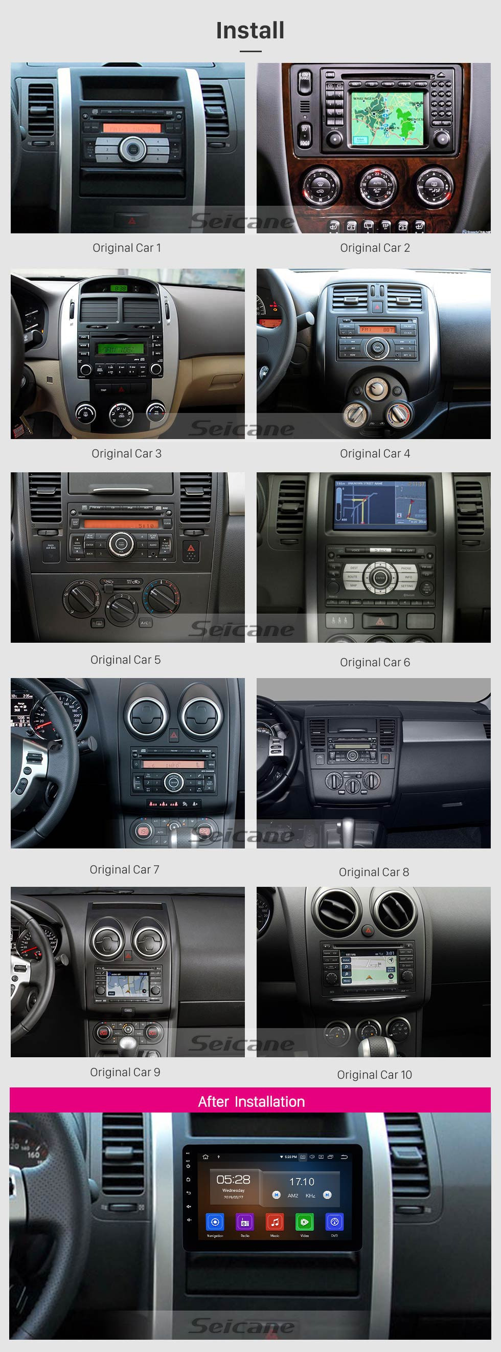 Seicane 8 polegada Rádio Universal Android 10.0 com Navegação GPS Bluetooth HD Touchscreen AUX Carplay Música suporte 1080 P Vídeo Digital TV Controle de Volante