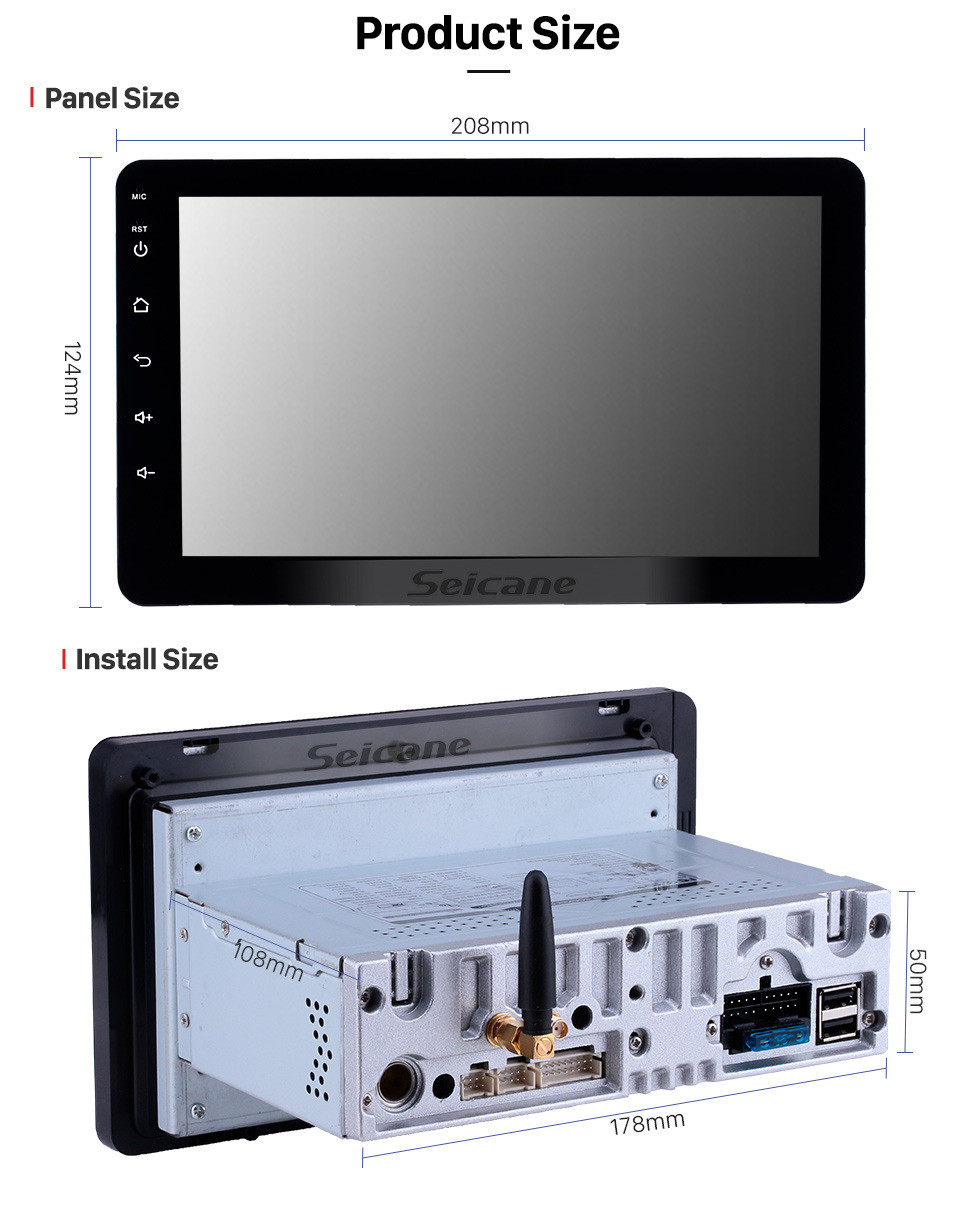 Seicane 8-дюймовый универсальный радиоприемник Android 10.0 с GPS-навигатором Bluetooth HD с сенсорным экраном AUX Carplay Music с поддержкой 1080P Видео Цифровое телевидение Управление на руле