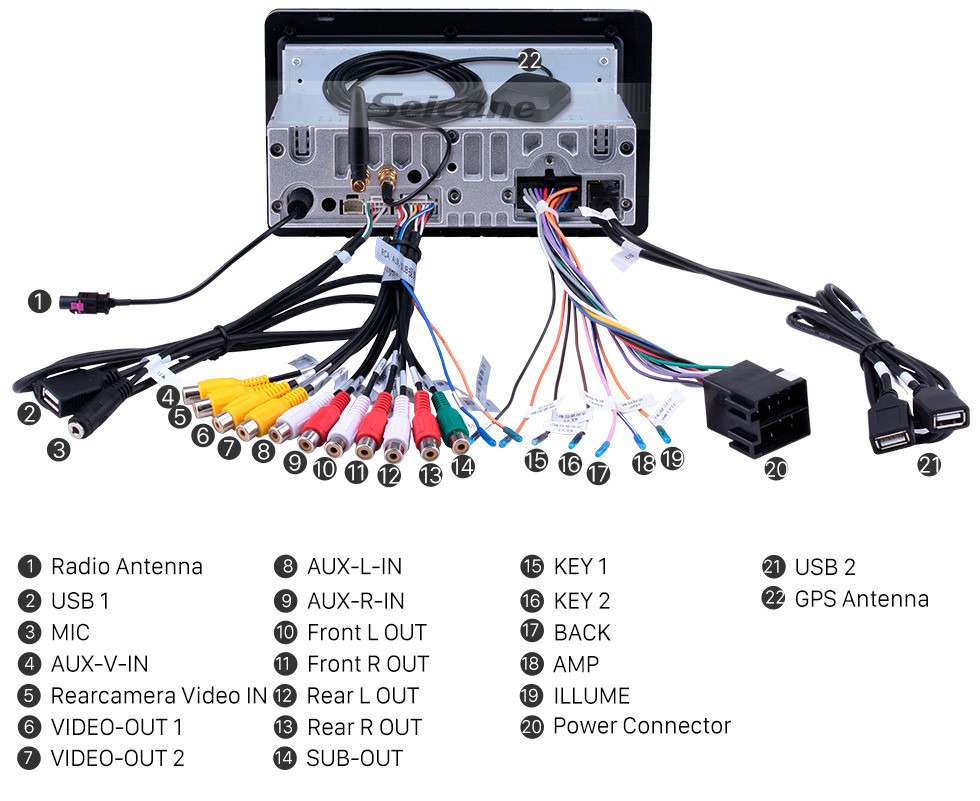 Seicane Radio universal Android 10.0 de 8 pulgadas con navegación GPS Bluetooth Pantalla táctil AUX Ayuda de Carplay Music 1080P Video TV digital Control del volante