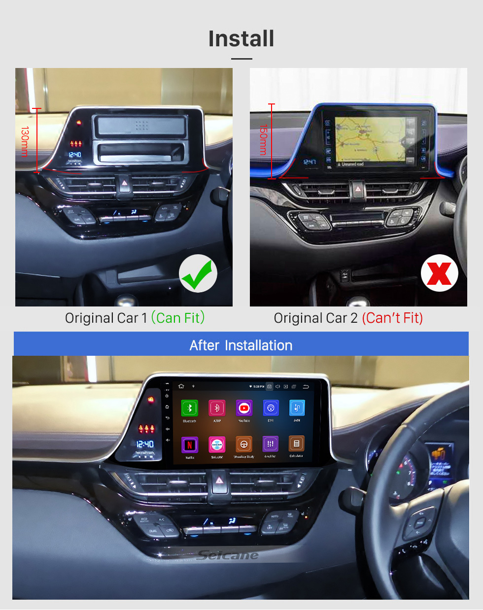 Seicane 2018 2019 Toyota C-HR RHD 9 inch Android 10.0 GPS Navigation Radio Bluetooth HD Touchscreen USB Carplay Music AUX support TPMS OBD2 Digital TV Seicane 2018 2019 Toyota C-HR RHD 9 inch Android 10.0 GPS Navigation Radio Bluetooth HD Touchscreen USB Carplay Music AUX support TPMS OBD2 Digital TV