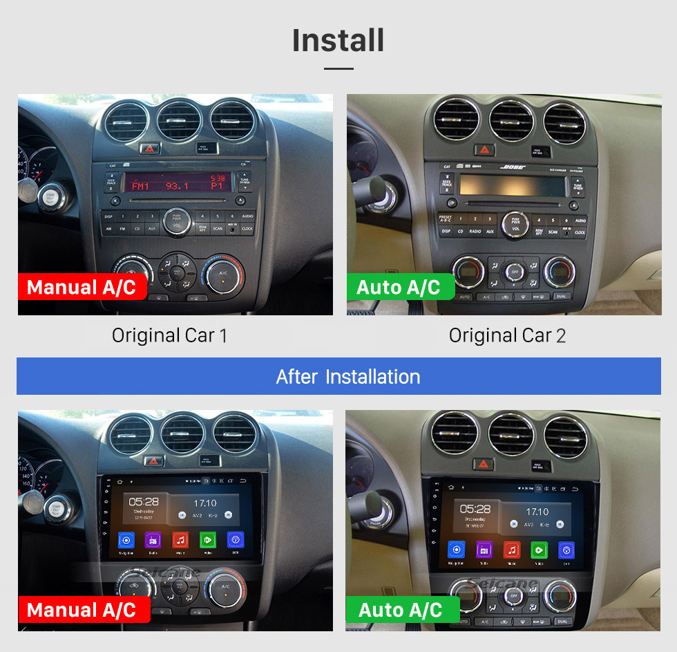 Seicane OEM 9 inch Android 10.0 HD Touchscreen Bluetooth Radio for 2008-2012 Nissan Teana ALTIMA Auto A/C with GPS Navigation USB FM auto stereo Wifi AUX support DVR TPMS Backup Camera OBD2 SWC Seicane OEM 9 inch Android 10.0 HD Touchscreen Bluetooth Radio for 2008-2012 Nissan Teana ALTIMA Auto A/C with GPS Navigation USB FM auto stereo Wifi AUX support DVR TPMS Backup Camera OBD2 SWC