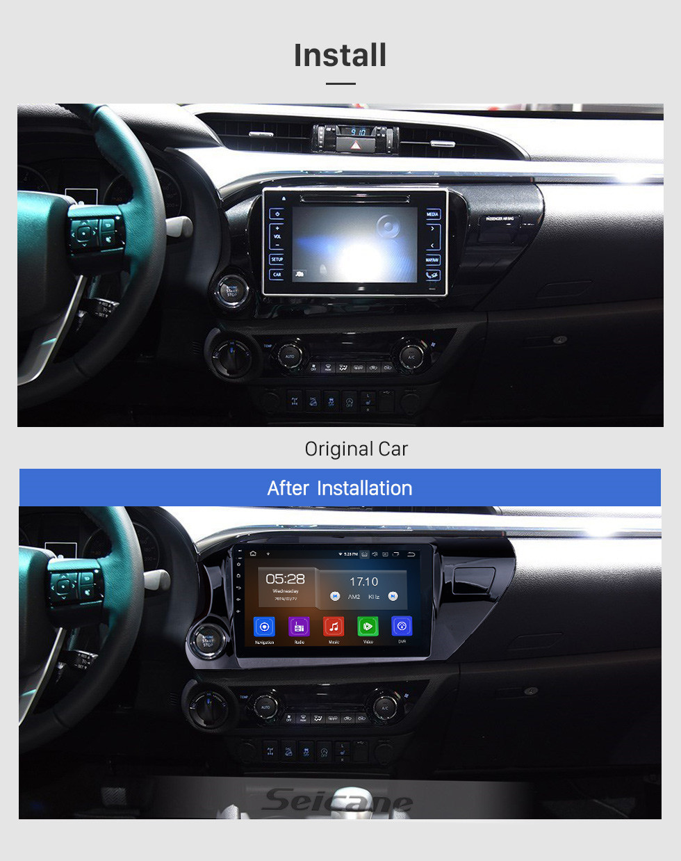 Seicane 10.1 inch 2016-2018 Toyota Hilux LHD Touchscreen Android 10.0 GPS Navigation Radio Bluetooth Carplay Music AUX support Backup camera 1080P Video Seicane 10.1 inch 2016-2018 Toyota Hilux LHD Touchscreen Android 10.0 GPS Navigation Radio Bluetooth Carplay Music AUX support Backup camera 1080P Video