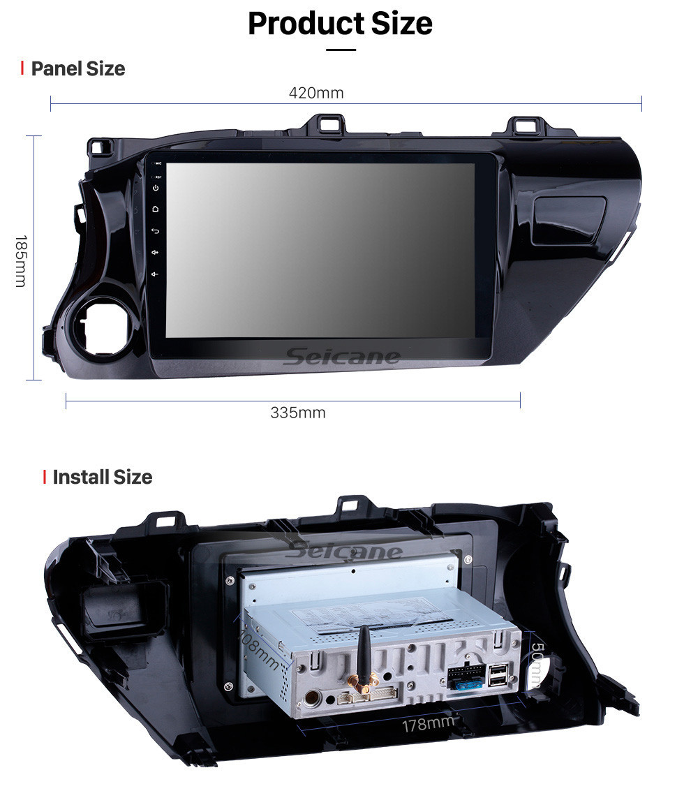 Seicane 10.1 inch 2016-2018 Toyota Hilux LHD Touchscreen Android 10.0 GPS Navigation Radio Bluetooth Carplay Music AUX support Backup camera 1080P Video Seicane 10.1 inch 2016-2018 Toyota Hilux LHD Touchscreen Android 10.0 GPS Navigation Radio Bluetooth Carplay Music AUX support Backup camera 1080P Video