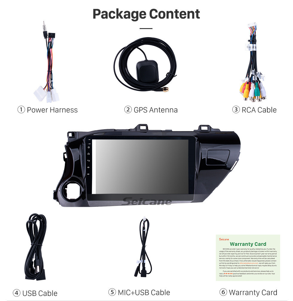 Seicane 10.1 inch 2016-2018 Toyota Hilux LHD Touchscreen Android 10.0 GPS Navigation Radio Bluetooth Carplay Music AUX support Backup camera 1080P Video Seicane 10.1 inch 2016-2018 Toyota Hilux LHD Touchscreen Android 10.0 GPS Navigation Radio Bluetooth Carplay Music AUX support Backup camera 1080P Video