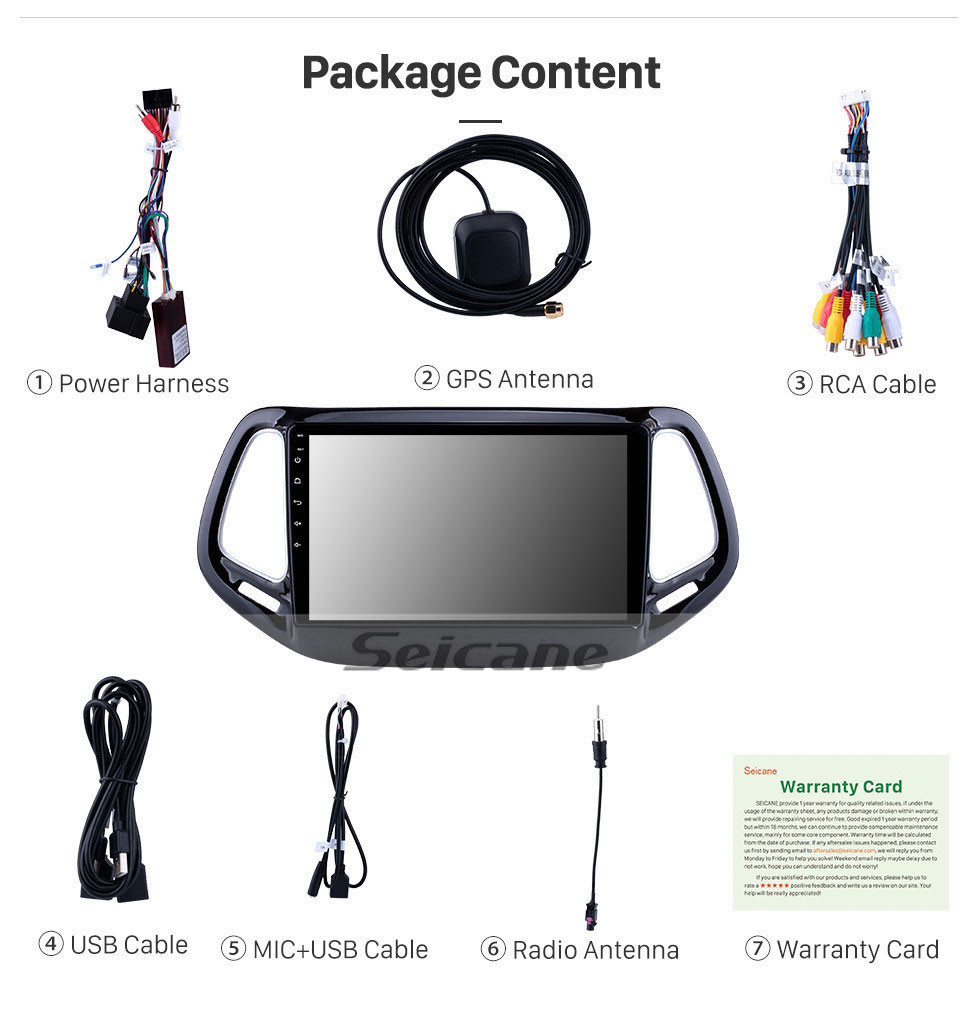 Seicane 10.1 pulgadas Android 10.0 HD 1024 * 600 Pantalla táctil Estéreo para auto Jeep Compass 2017 Bluetooth Música Radio Navegación GPS Sistema de audio Soporte Mirror Link 4G WiFi Cámara de respaldo DVR Control del volante Seicane 10.1 pulgadas Android 10.0 HD 1024 * 600 Pantalla táctil Estéreo para auto Jeep Compass 2017 Bluetooth Música Radio Navegación GPS Sistema de audio Soporte Mirror Link 4G WiFi Cámara de respaldo DVR Control del volante