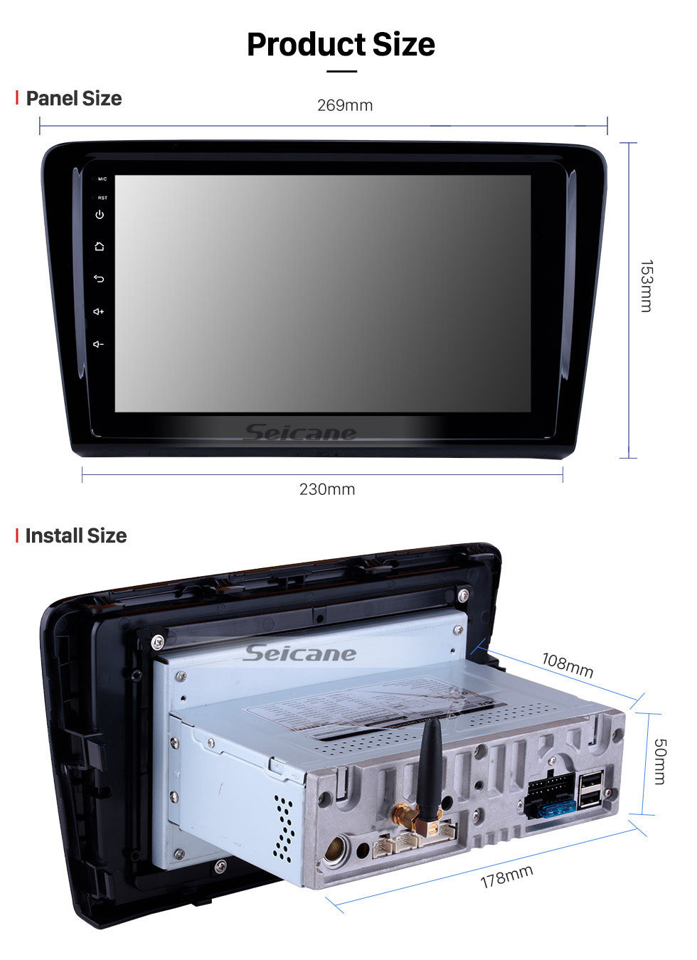 Seicane 2012 2013 2014 2015 VW Volkswagen SANTANA Android 10.0 GPS-радио Bluetooth HD с сенсорным экраном Поддержка камеры заднего вида Управление рулем 3G / 4G WI-FI OBD2 DVR