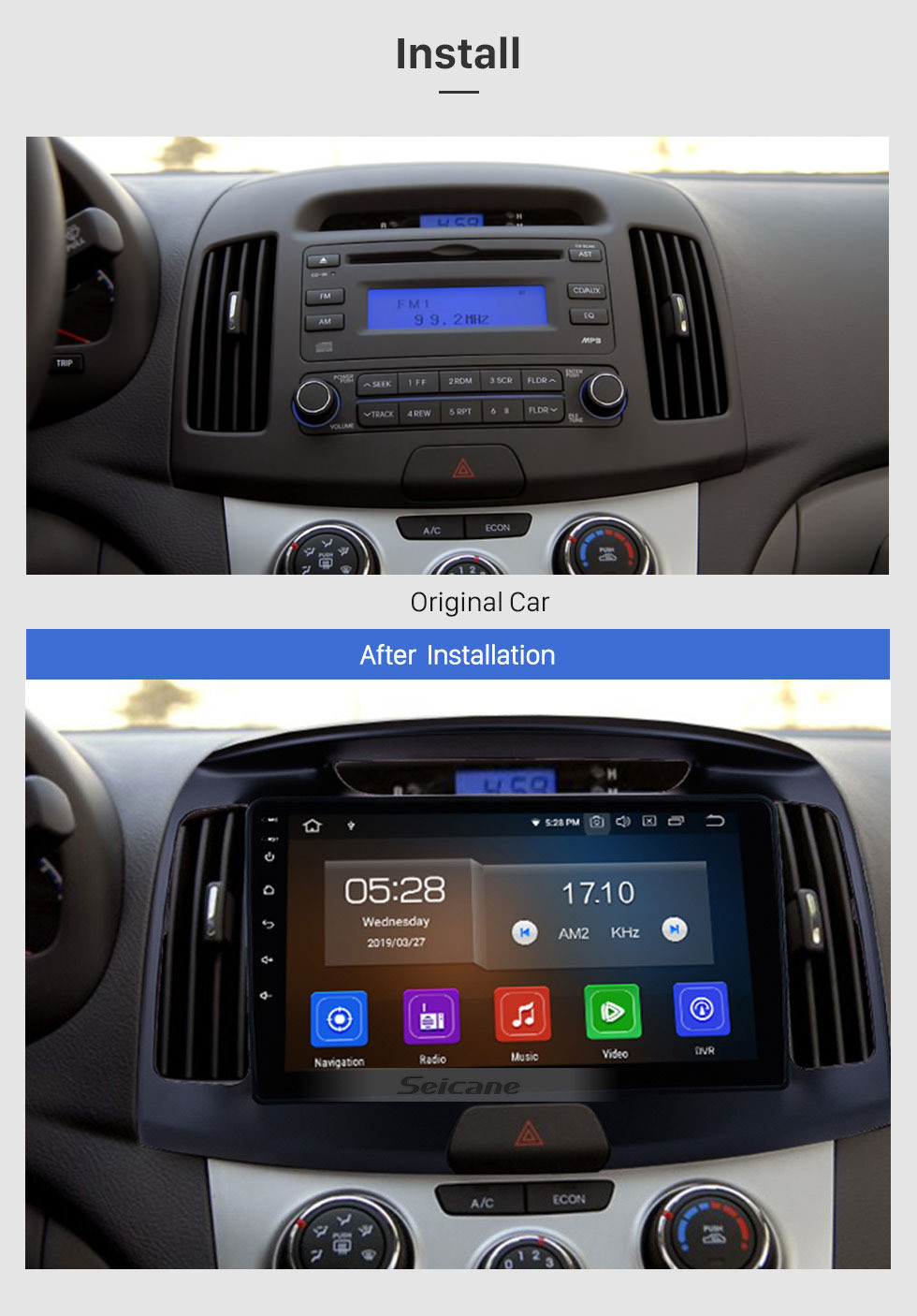 Seicane 9 inch 2011-2016 Hyundai Elantra Android 10.0 HD Touchscreen GPS Navigation system Multimedia Player Bluetooth Radio Support DVR OBD II 3G/4G WiFi Rear camera Steering Wheel Control Seicane 9 inch 2011-2016 Hyundai Elantra Android 10.0 HD Touchscreen GPS Navigation system Multimedia Player Bluetooth Radio Support DVR OBD II 3G/4G WiFi Rear camera Steering Wheel Control