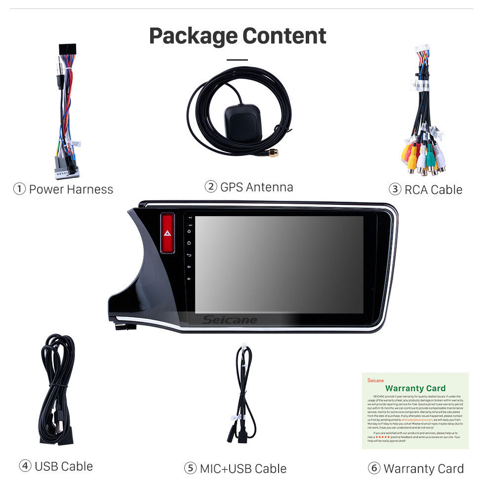 Seicane 10.1 pulgadas Android 10.0 2014-2017 HONDA CITY LHD HD Radio con pantalla táctil Sistema de navegación GPS Bluetooth USB WIFI Enlace de espejo Control del volante Seicane 10.1 pulgadas Android 10.0 2014-2017 HONDA CITY LHD HD Radio con pantalla táctil Sistema de navegación GPS Bluetooth USB WIFI Enlace de espejo Control del volante