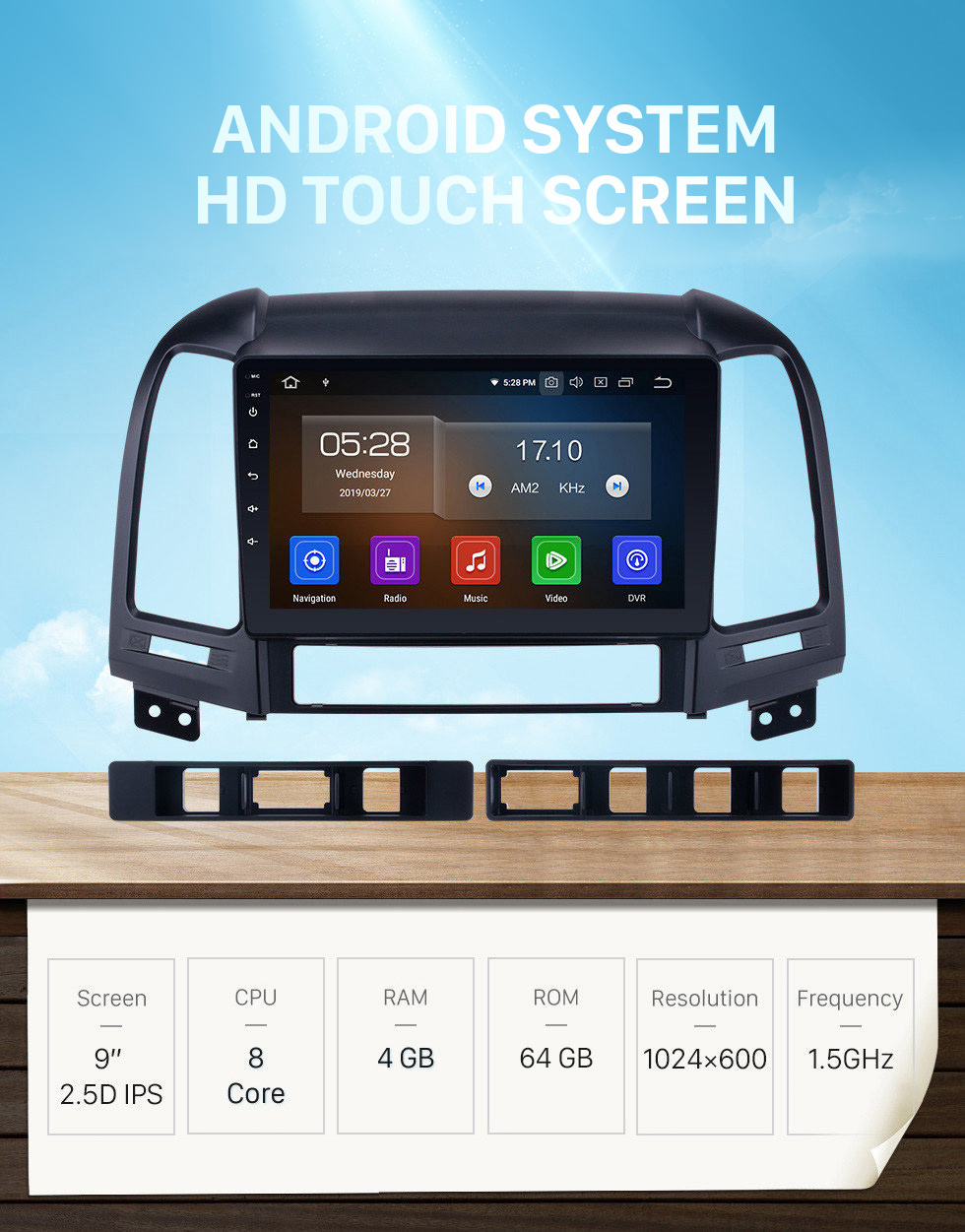 Seicane 2006-2012 Hyundai SANTA FE Aftermarket Android 10.0 HD 1024 * 600 système de navigation à écran tactile Radio Bluetooth OBD2 DVR Caméra de recul TV 1080P Vidéo 4G WIFI Commande au volant GPS USB Lien miroir Lecteur DVD