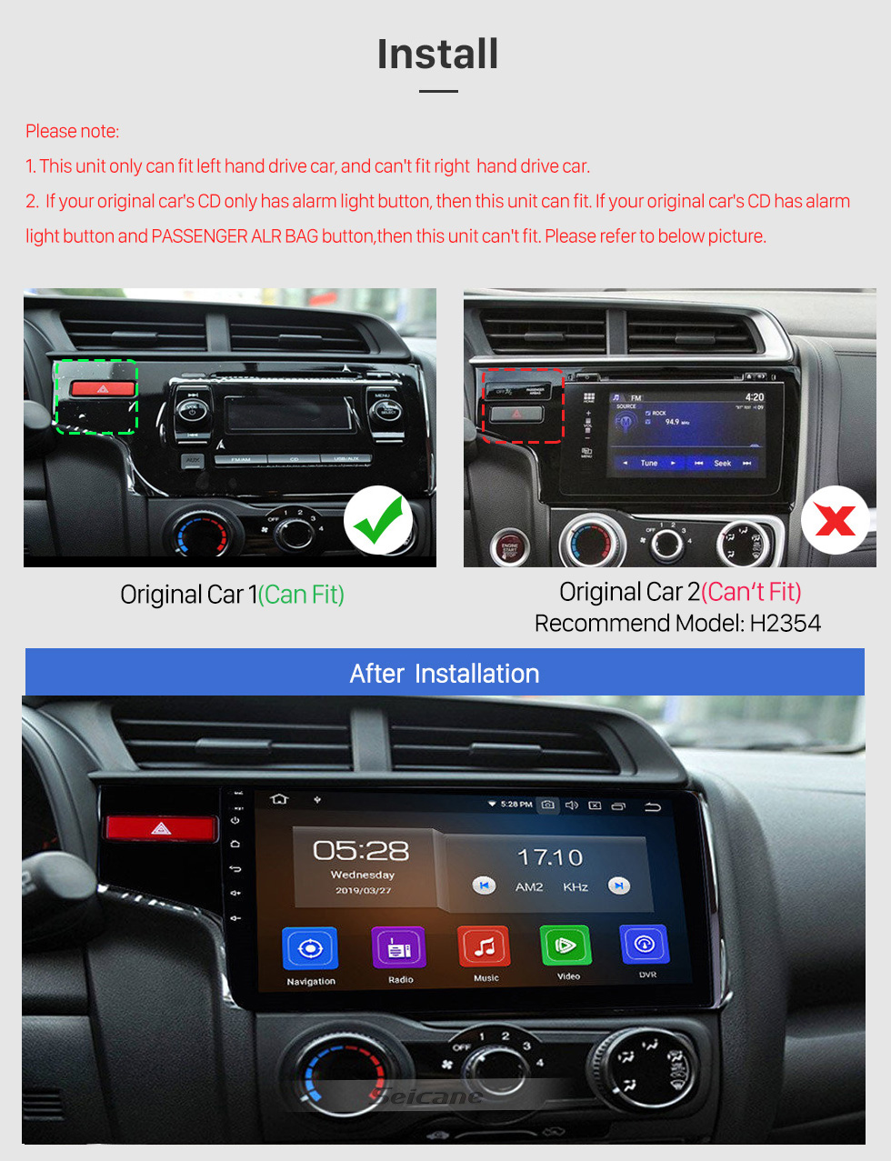 Seicane 10.1 pulgadas 2014 2015 2016 HONDA FIT 1024 * 600 Pantalla táctil Android 10.0 Radio Bluetooth Sistema de navegación GPS con cámara de respaldo 4G WIFI Mirror Link TPMS USB AUX TV digital Control del volante Seicane 10.1 pulgadas 2014 2015 2016 HONDA FIT 1024 * 600 Pantalla táctil Android 10.0 Radio Bluetooth Sistema de navegación GPS con cámara de respaldo 4G WIFI Mirror Link TPMS USB AUX TV digital Control del volante