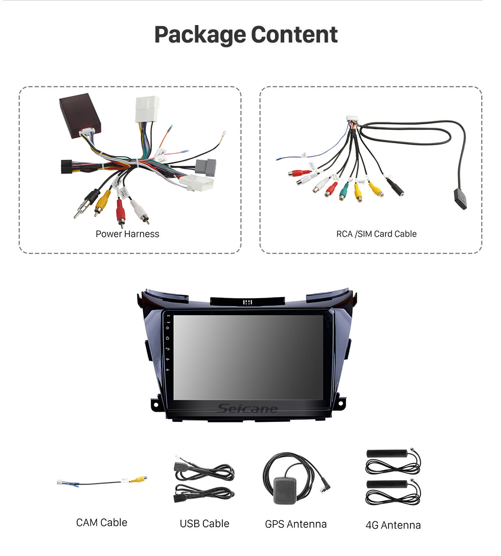 Seicane 10.1 pulgadas HD con pantalla táctil Radio GPS sistema de navegación Android 11.0 para 2015 2016 2017 Nissan Murano Soporte Bluetooth 3G / 4G WIFI OBD2 USB Enlace de espejo Control del volante