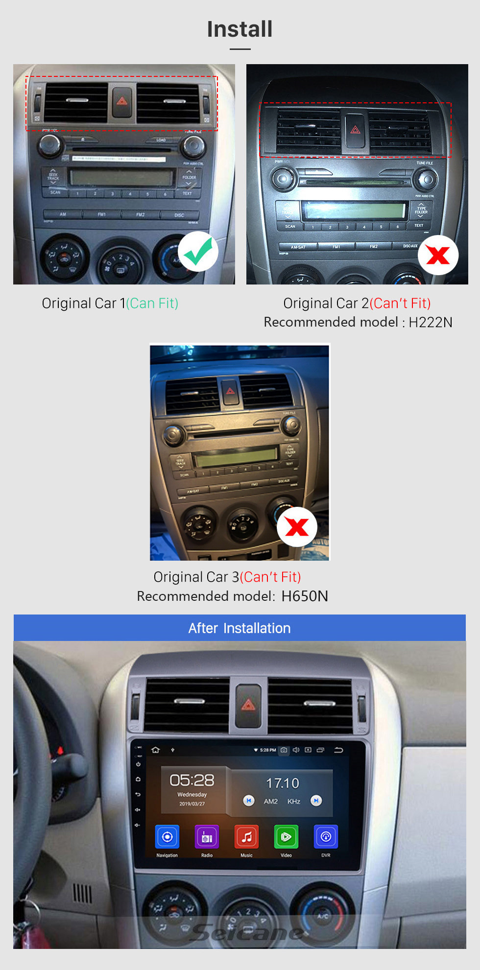 Seicane 2007-2010 Toyota Corolla 9 Zoll Android 13.0 Autoradio Aftermarket GPS Navigation HD Touchscreen Bluetooth Telefon WIFI Mirror Link USB Unterstützung Carplay DVD Player 4G DVR Seicane 2007-2010 Toyota Corolla 9 Zoll Android 13.0 Autoradio Aftermarket GPS Navigation HD Touchscreen Bluetooth Telefon WIFI Mirror Link USB Unterstützung Carplay DVD Player 4G DVR